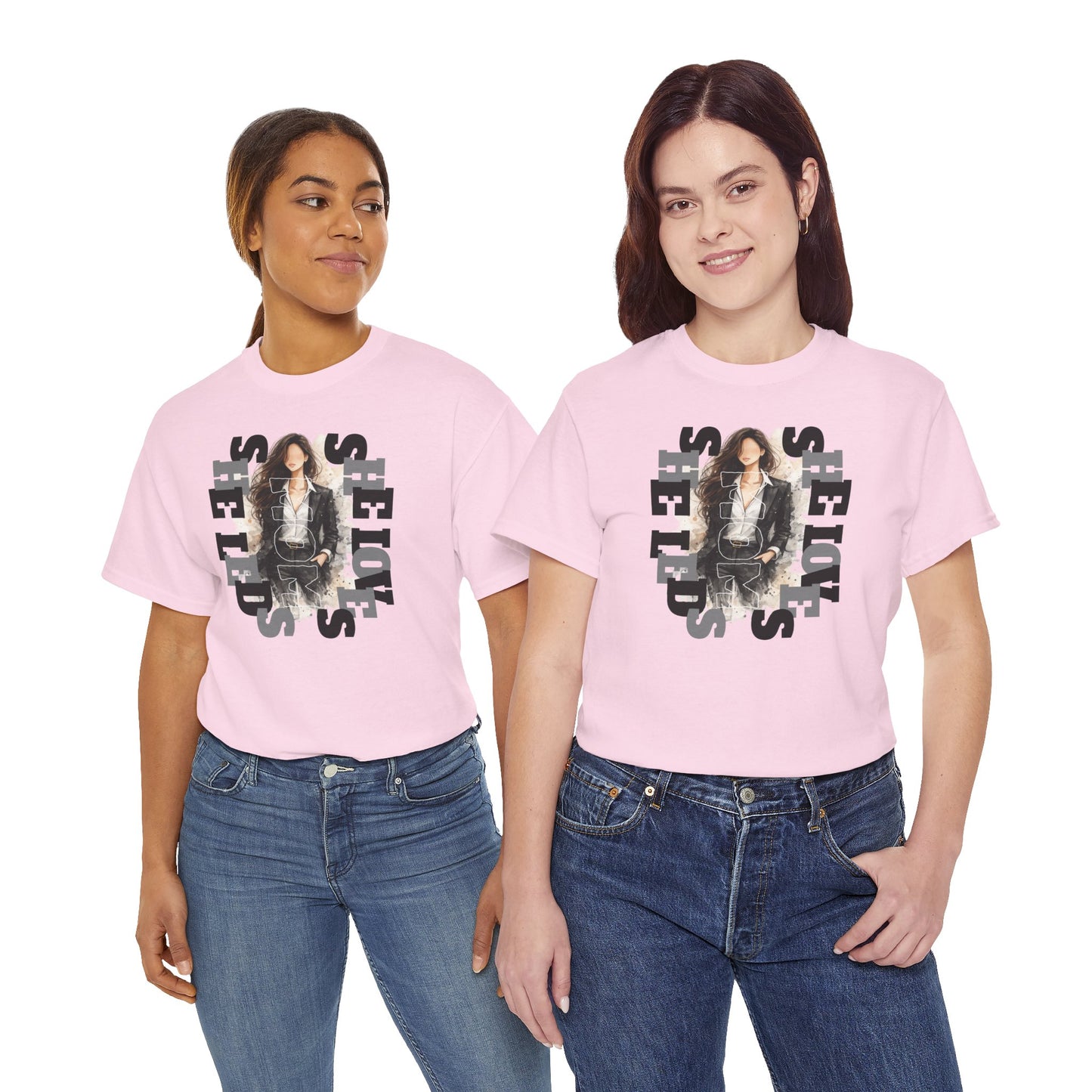 She Leads She Loves Graphic Tee — Feminine Empowerment T-Shirt