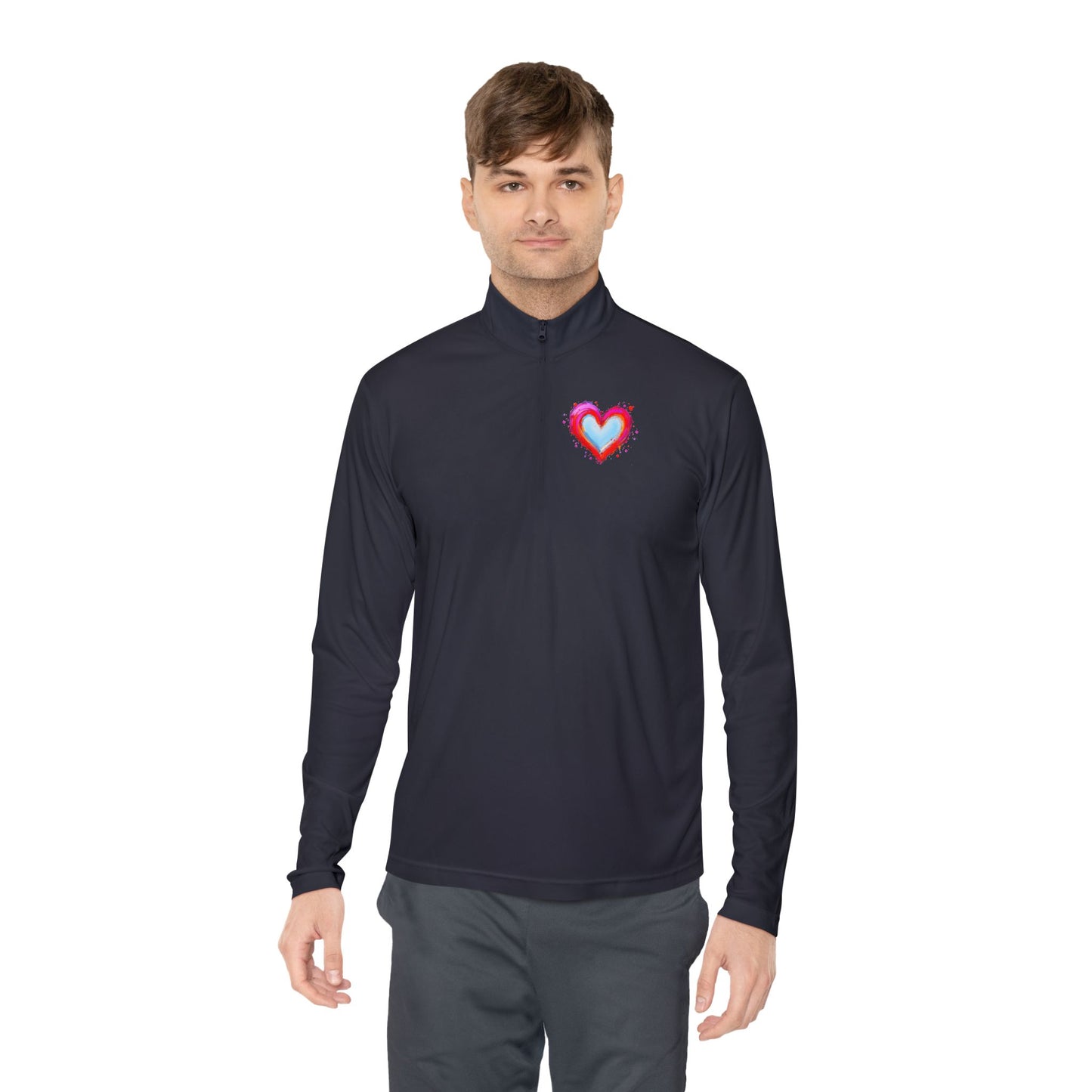 Heart Chest Quarter-Zip Pullover  — Cozy Valentine Gift
