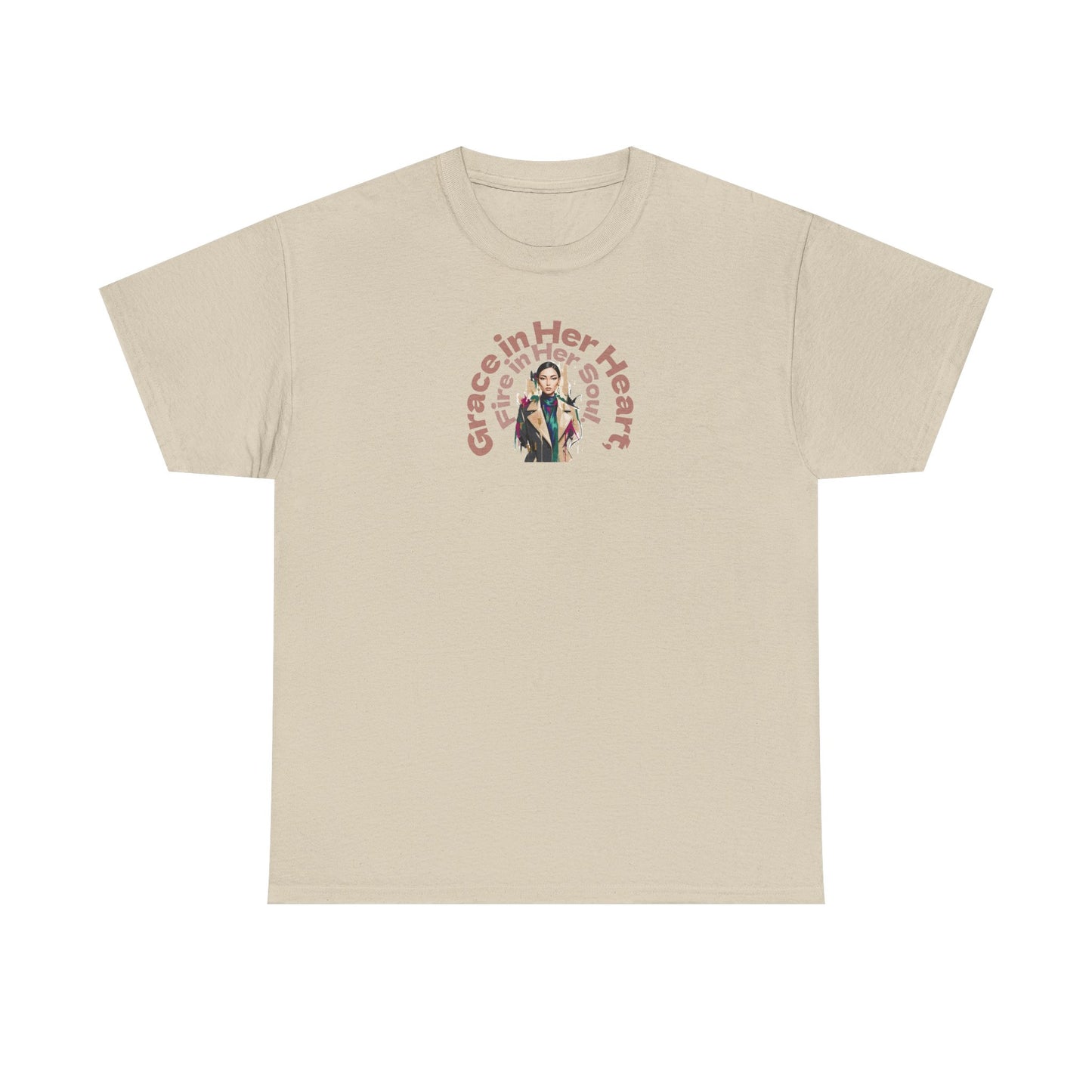 Grace in Her Heart, Fire in Her Soul T-Shirt — Inspirational Women's Graphic Tee
