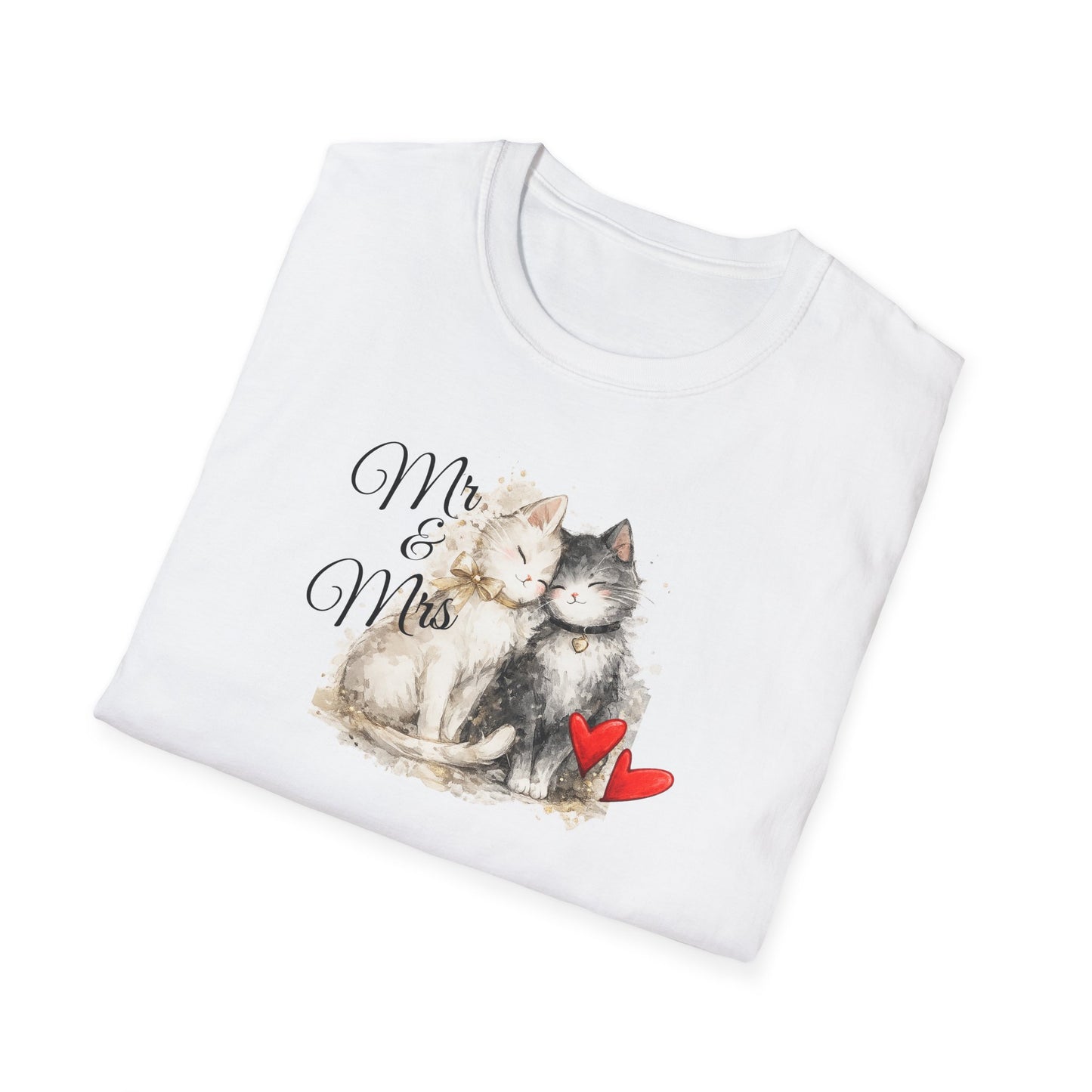 Cat Couple T-Shirt – “Me & Meow” Cute Kittens with Hearts Tee for Cat Lovers