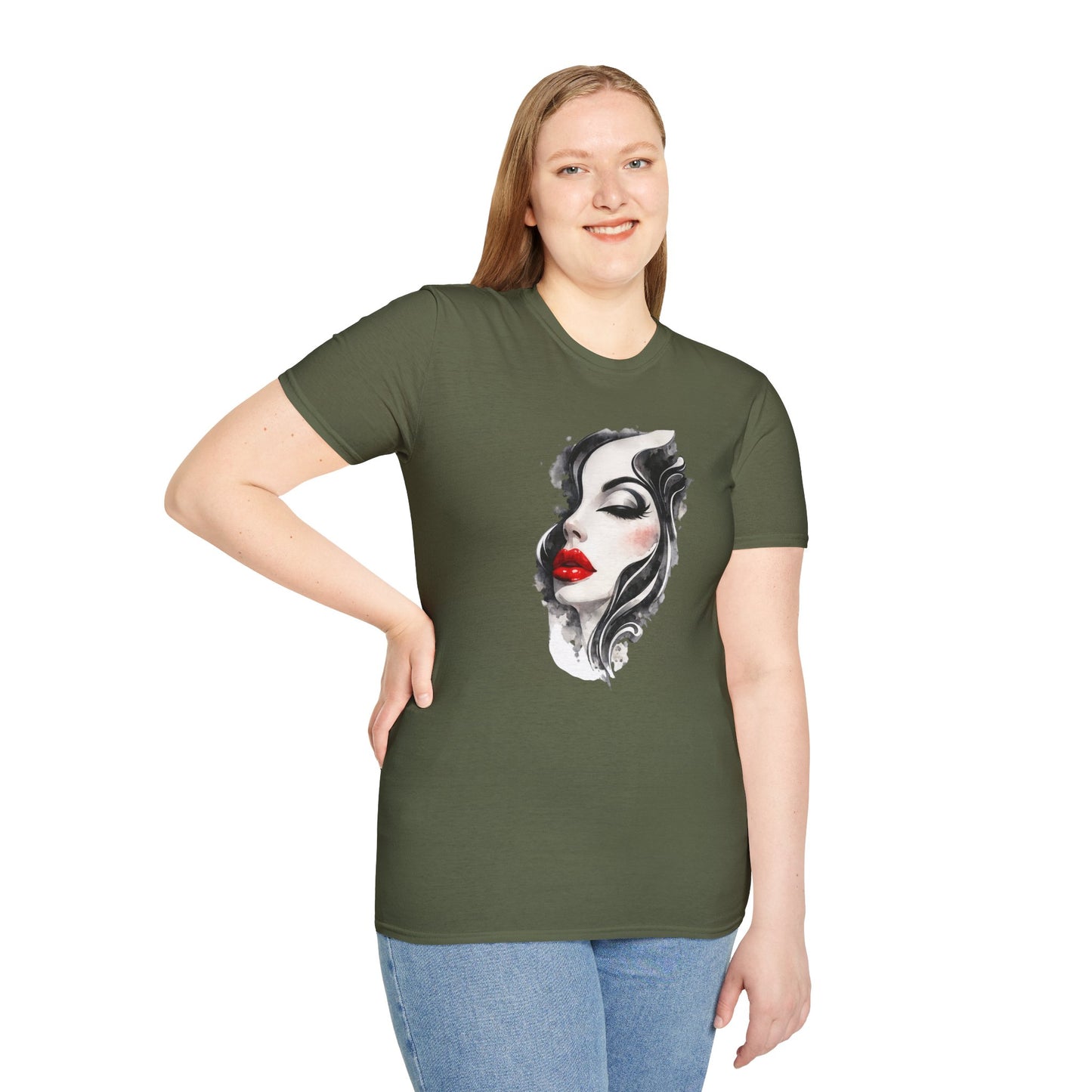 Fashion T-Shirt — Female Close-Up Portrait Graphic Tee
