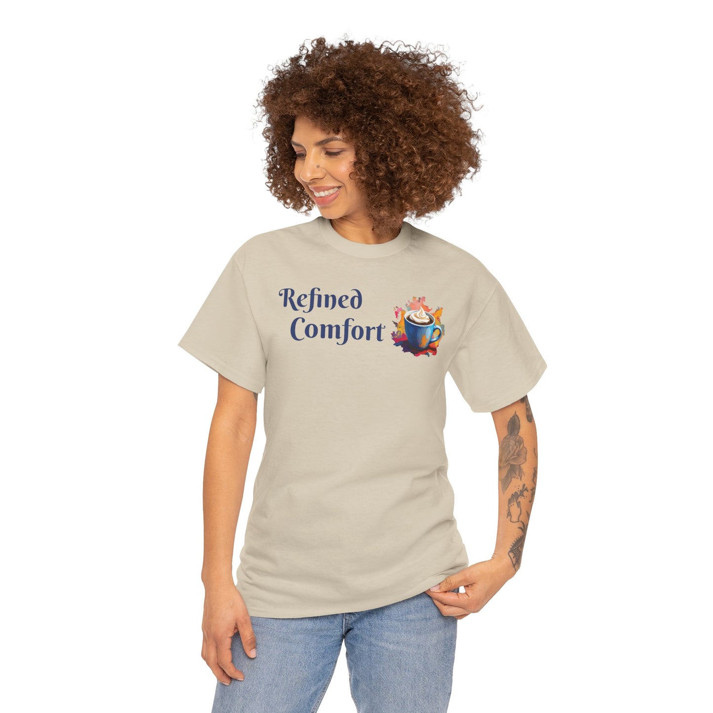 Refined Comfort Tee — Cozy Tea Cup Graphic Shirt
