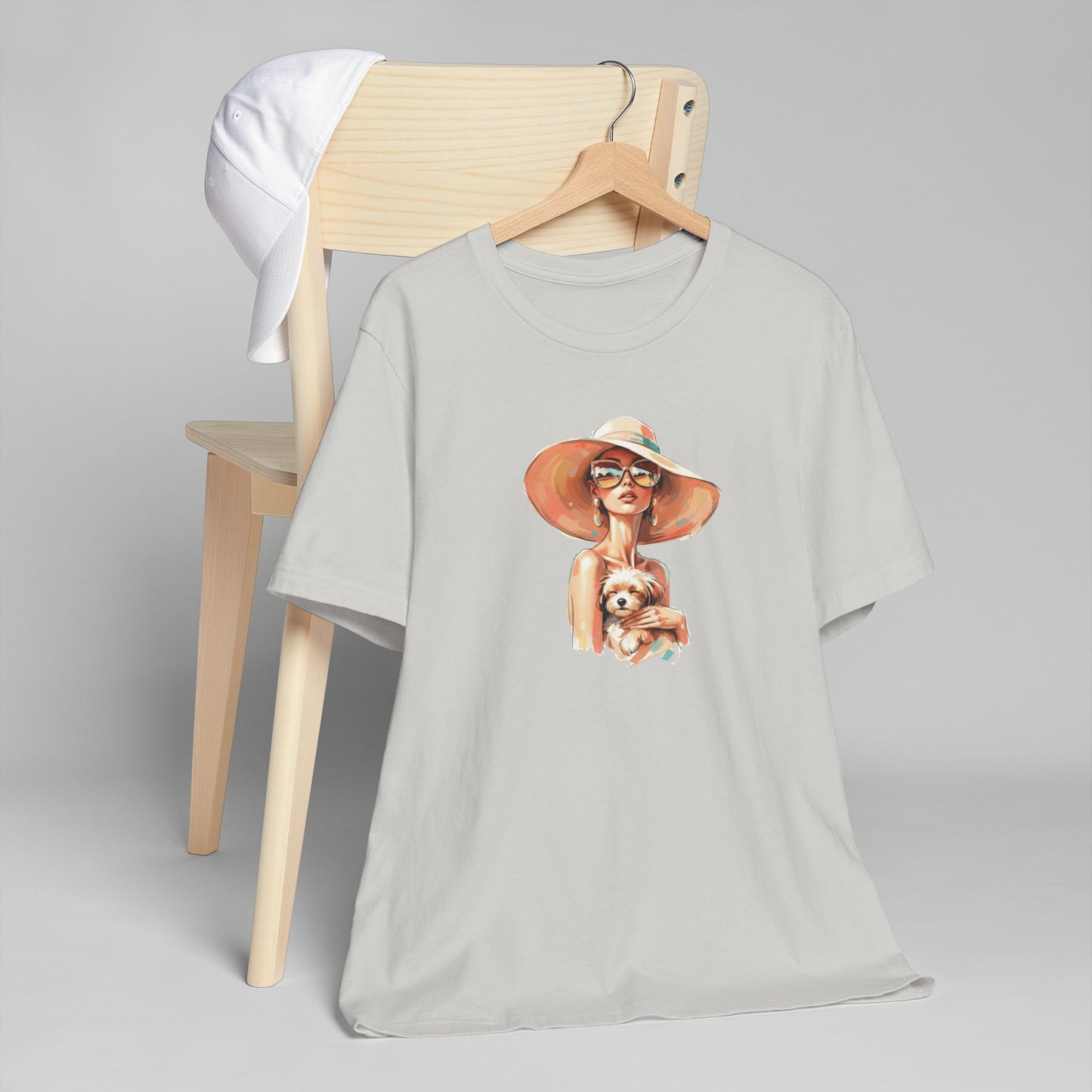 Woman in Sun Hat Holding Puppy T-Shirt – Cute Summer Dog Lover Tee