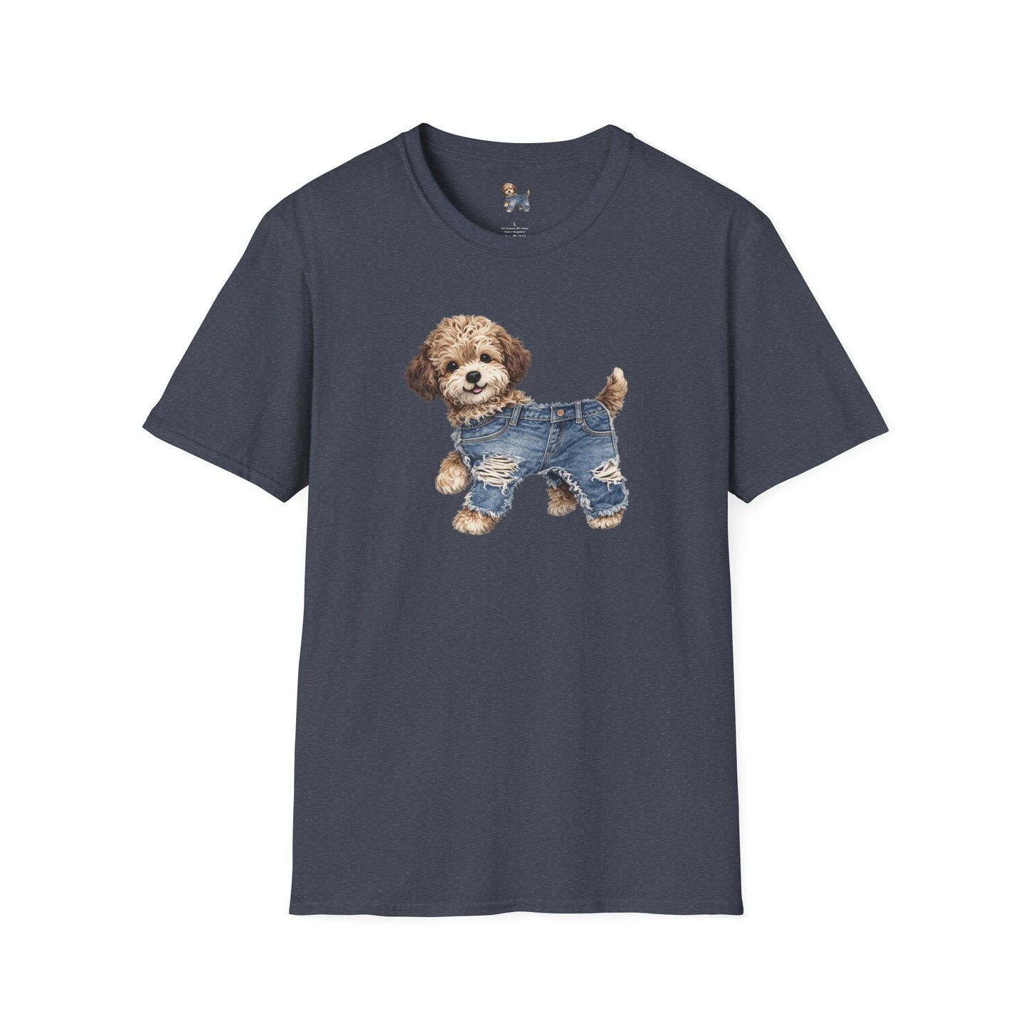 Cute Puppy in Denim T-Shirt — Adorable Dog Graphic Tee