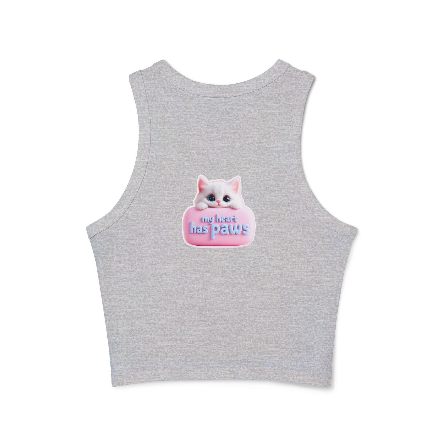 Cat Lover Racer Tank – "My Heart Has Paws" Cute Kitten Graphic