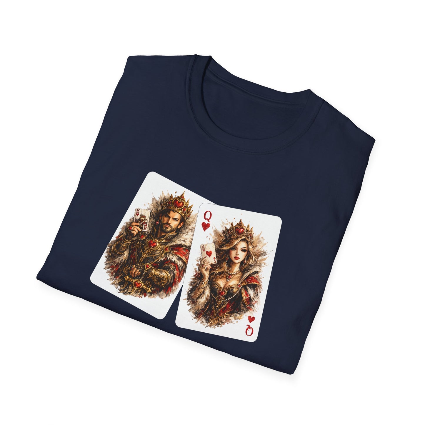King & Queen Heart Playing Card T-Shirt — Regal Animal Art Tee