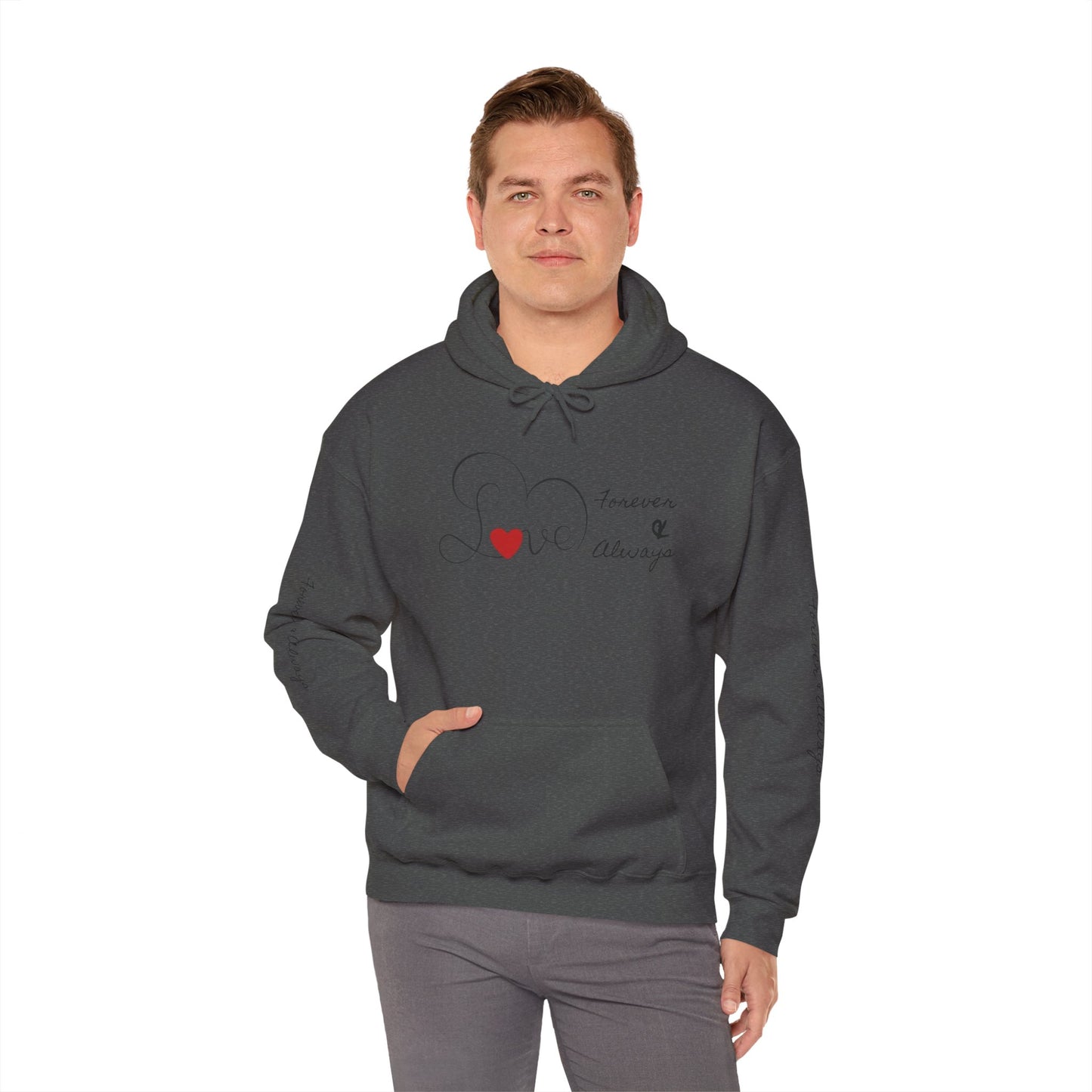Hoodie - 'Love Forever & Always' Heart Script Pullover