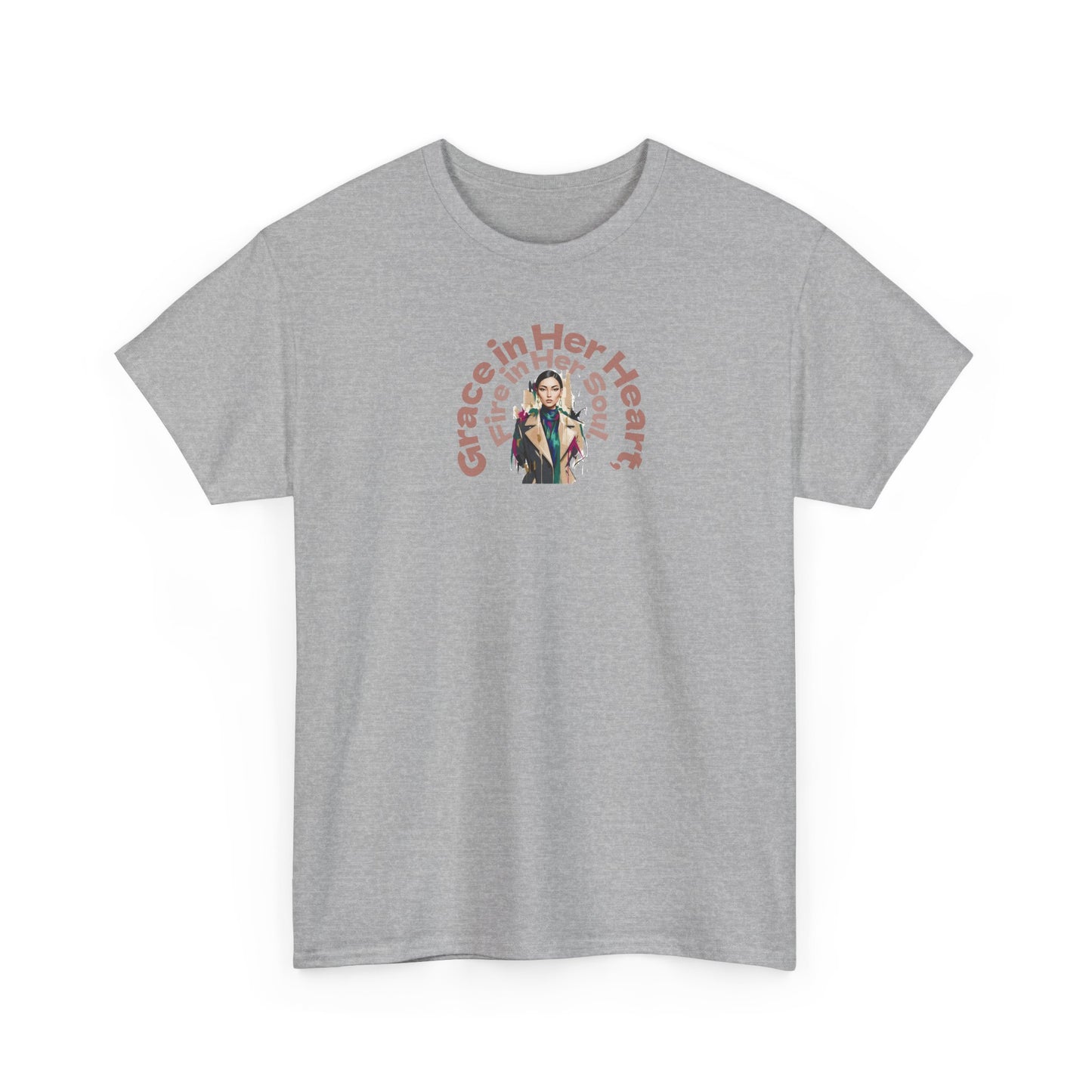 Grace in Her Heart, Fire in Her Soul T-Shirt — Inspirational Women's Graphic Tee