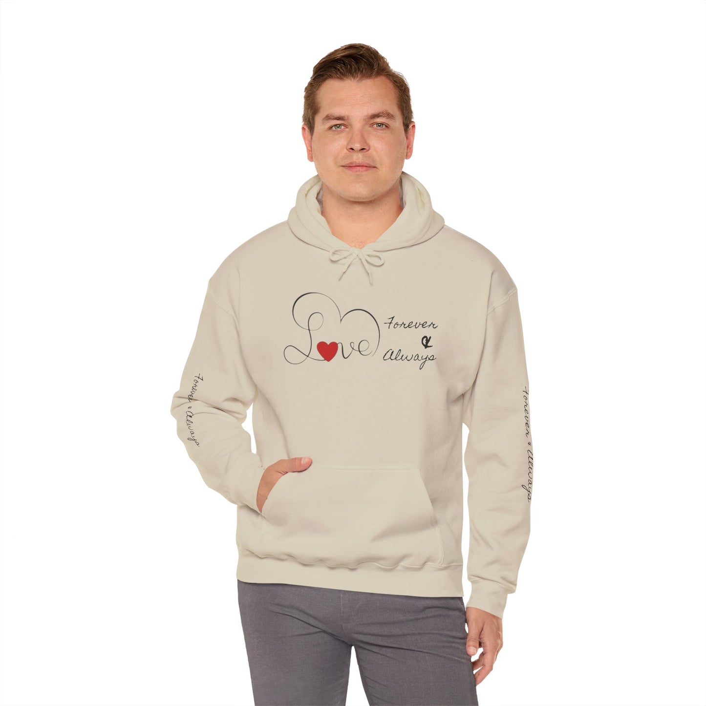 Hoodie - 'Love Forever & Always' Heart Script Pullover