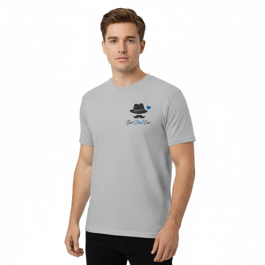 Gray t-shirt with a graphic design on a white background