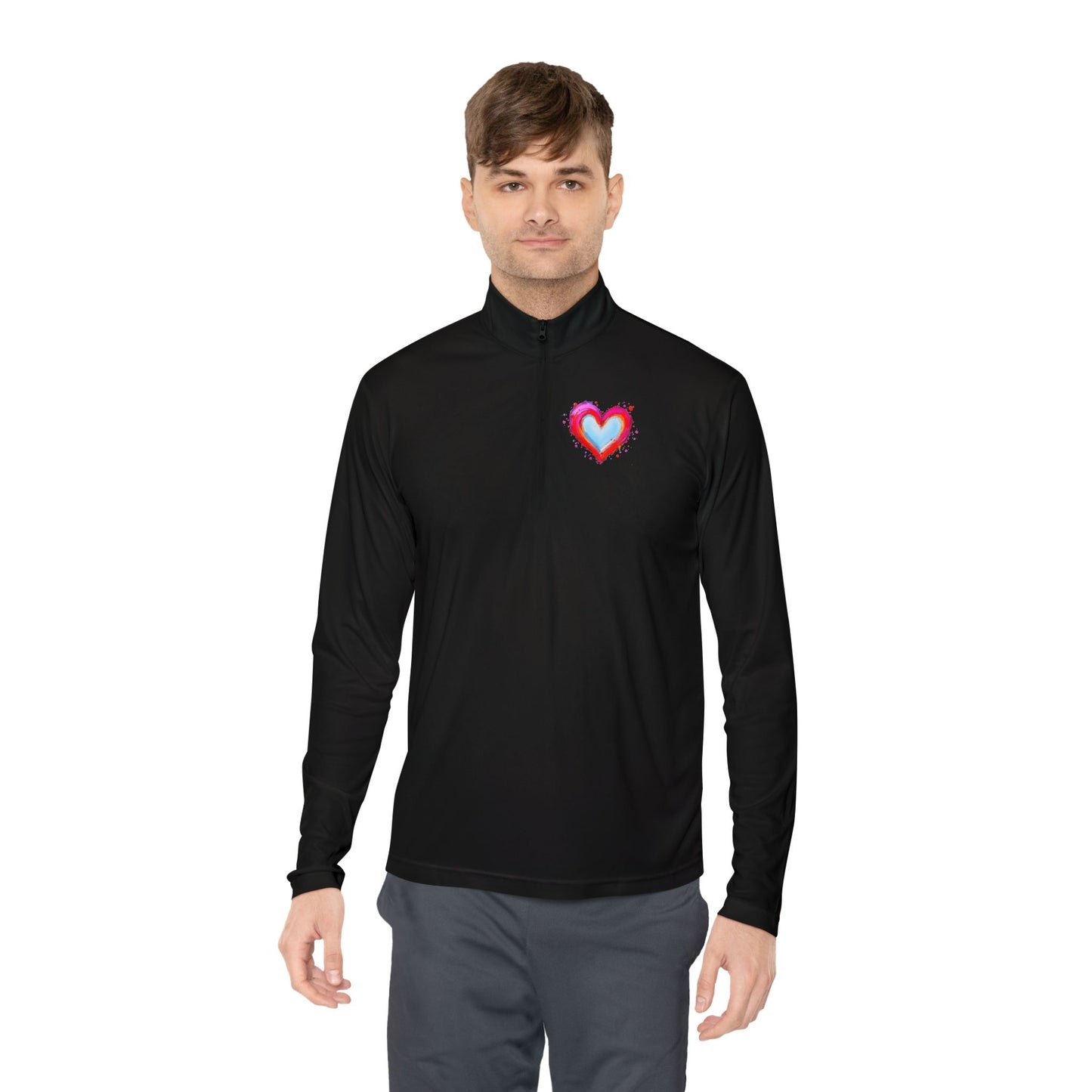 Heart Chest Quarter-Zip Pullover  — Cozy Valentine Gift