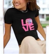 LOVE Sequin Heart Cropped Tee
