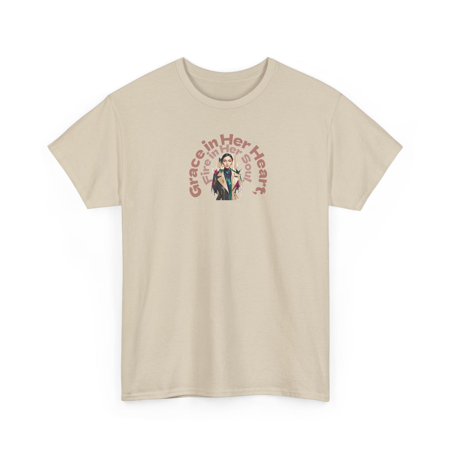 Grace in Her Heart, Fire in Her Soul T-Shirt — Inspirational Women's Graphic Tee