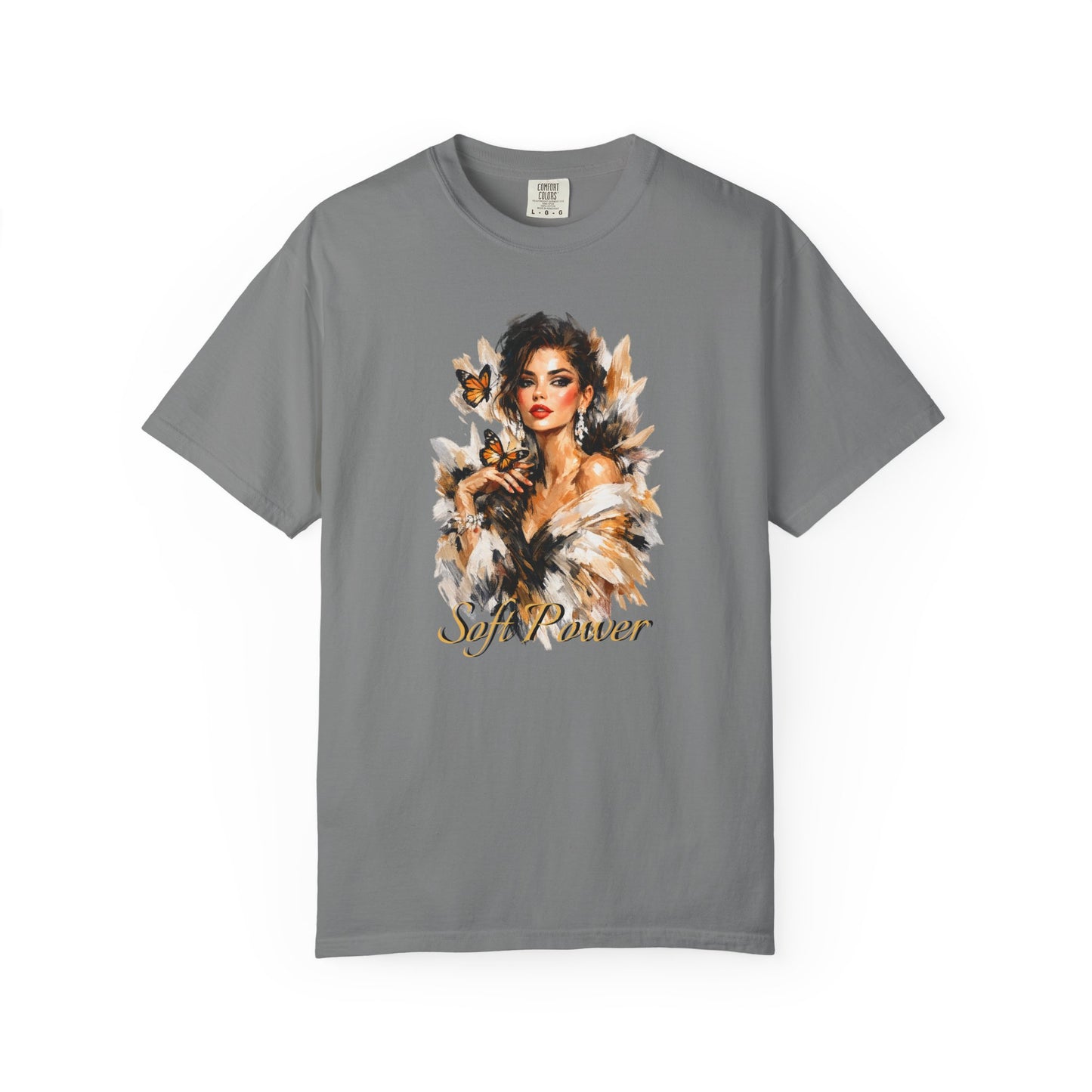 Soft Power Graphic T-Shirt — Empowered Woman Portrait Tee