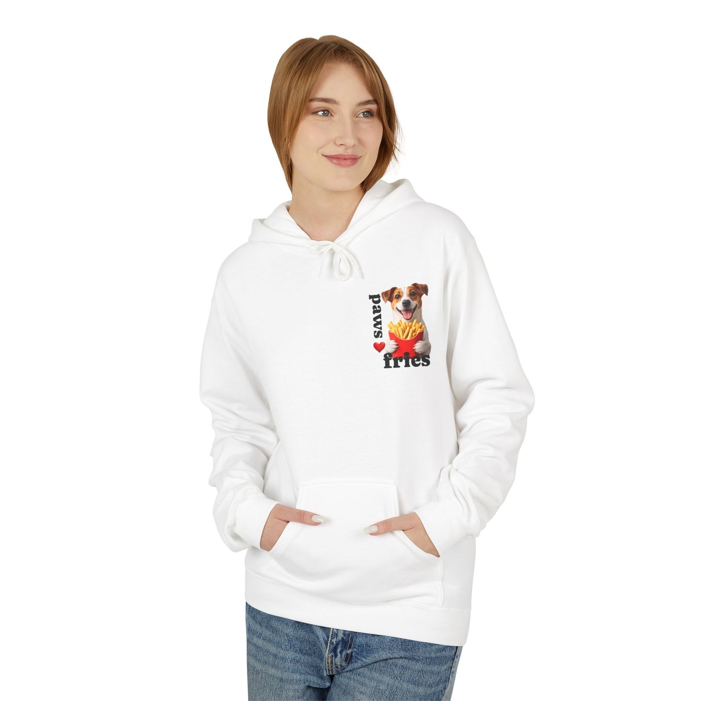 Dog & Fries Hoodie - "Paws Love Fries" Cute Pet Graphic Pullover