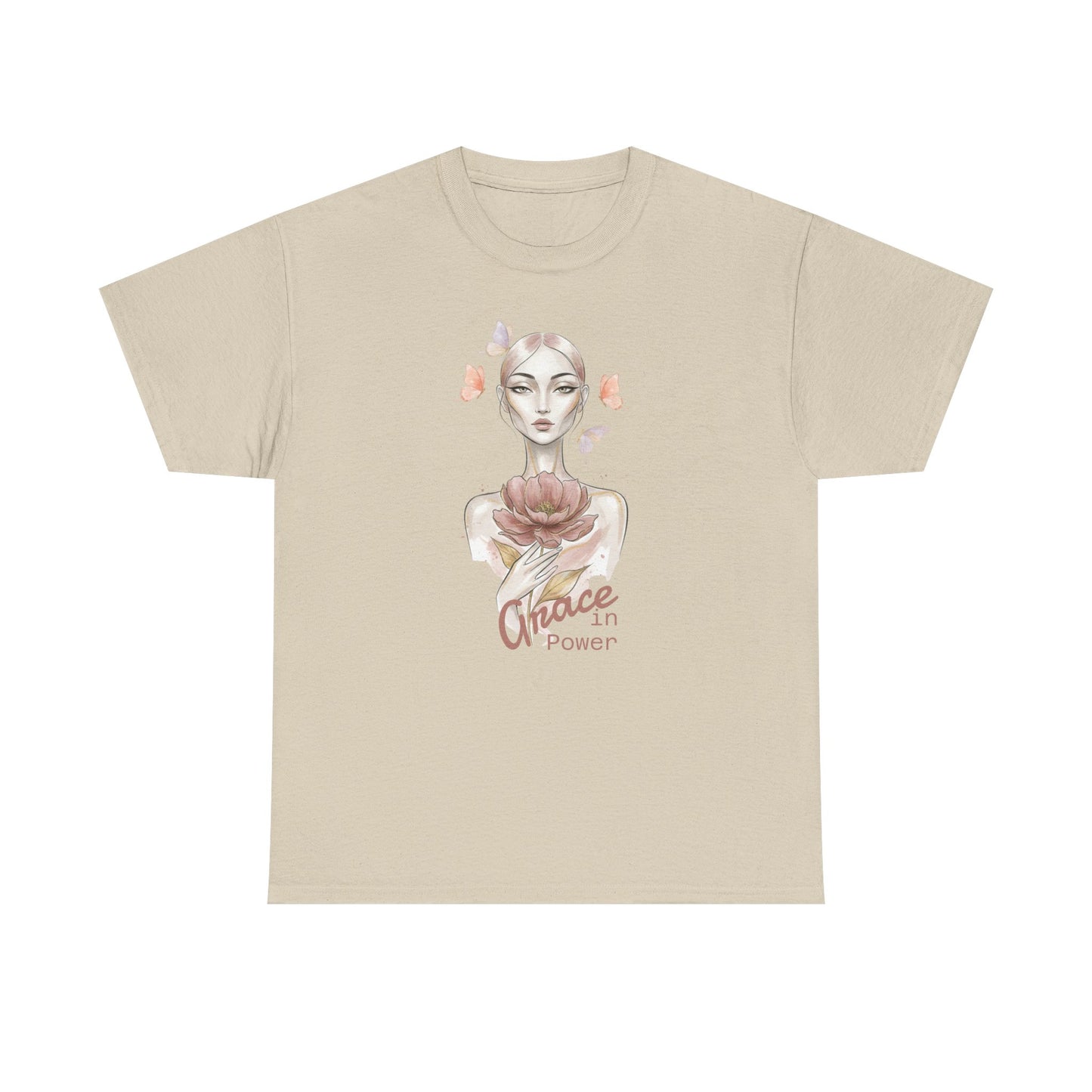 Grace in Power Tee — Feminine Portrait Floral Graphic T‑Shirt