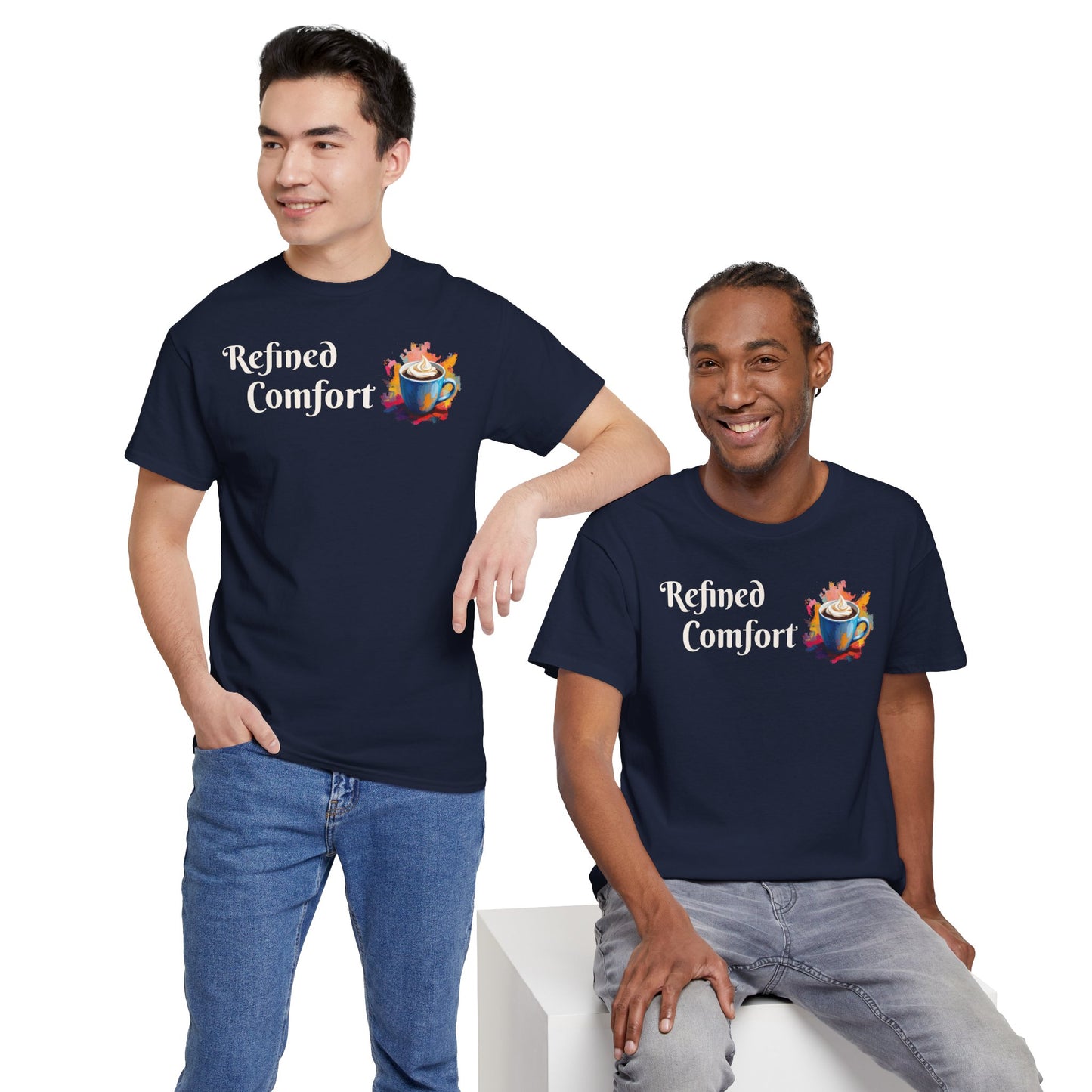 Refined Comfort Tee — Cozy Tea Cup Graphic Shirt