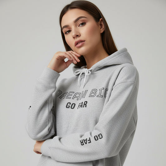 Dream Big Hoodie — Inspirational Watercolor Text Hooded Sweatshirt