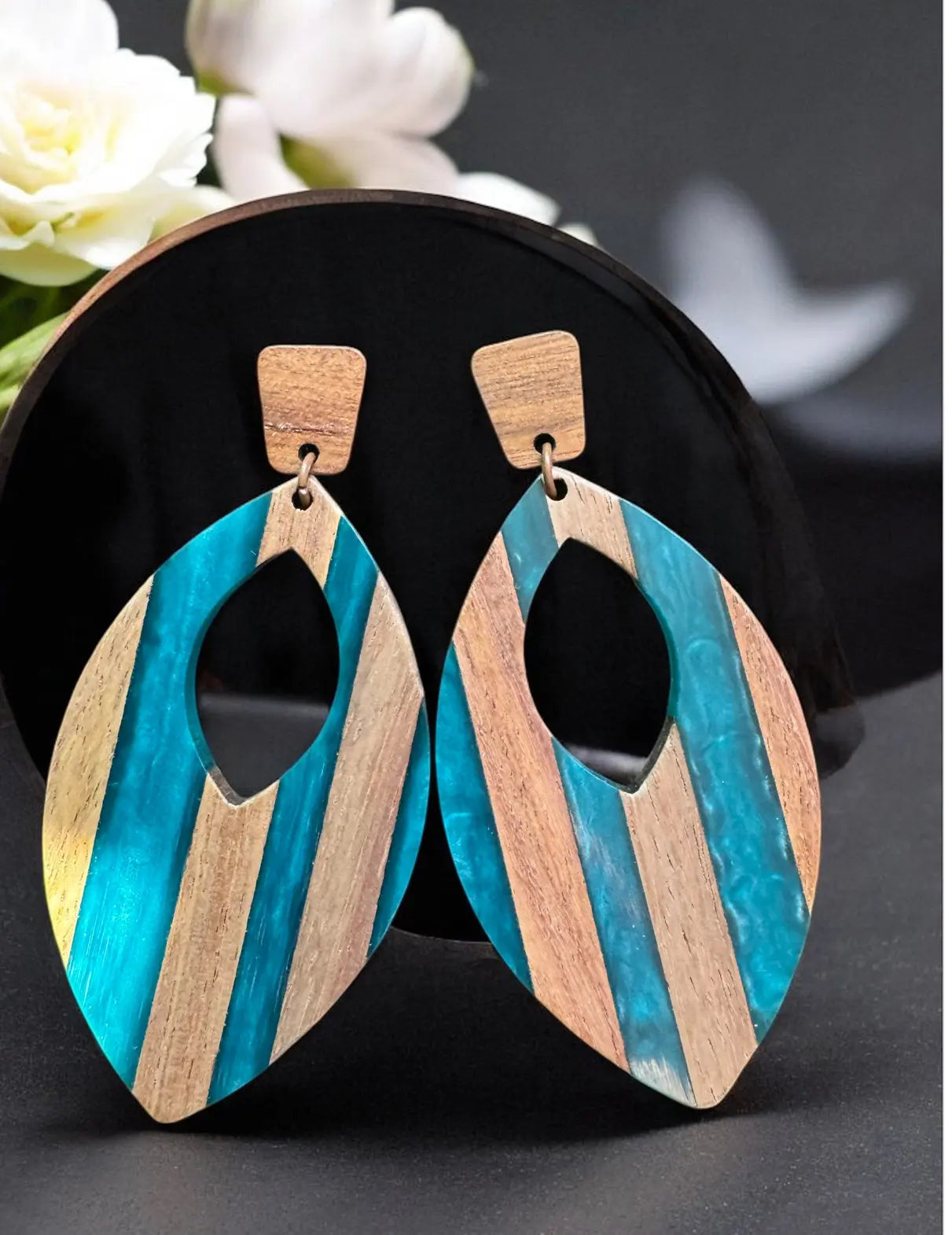 old wood and resin earrings