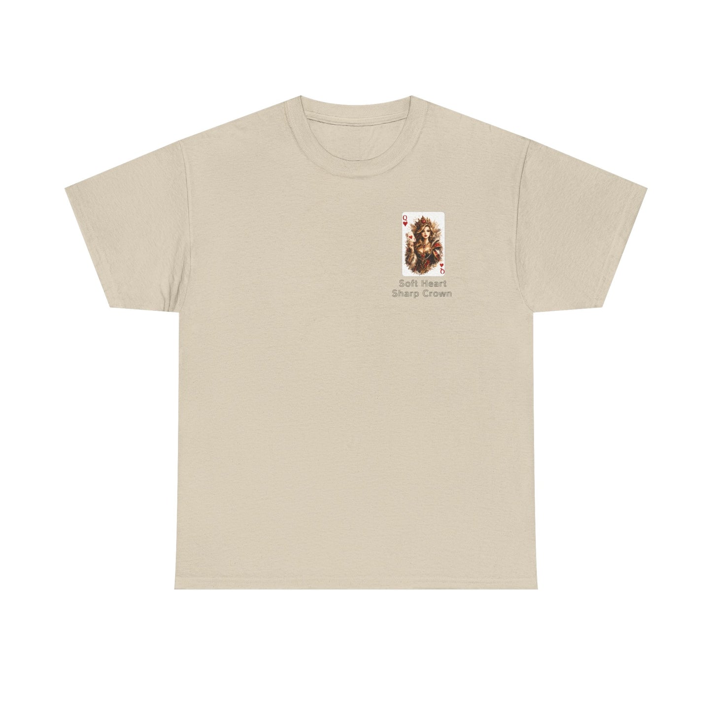 Soft Heart, Sharp Crown White Tee with Small Brown Bear Chest Patch Graphic