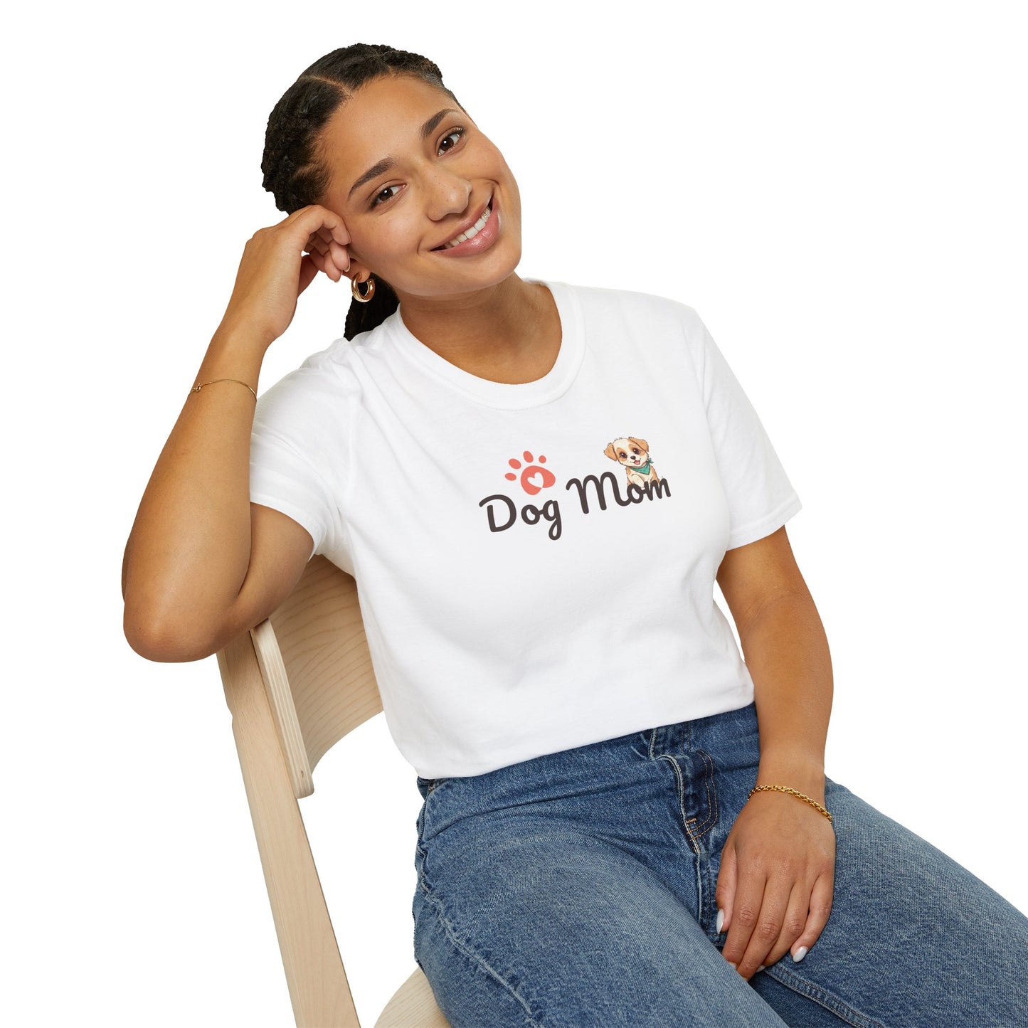 Dog Mom T-Shirt — Cute Paw Print & Puppy Graphic Tee for Dog Lovers
