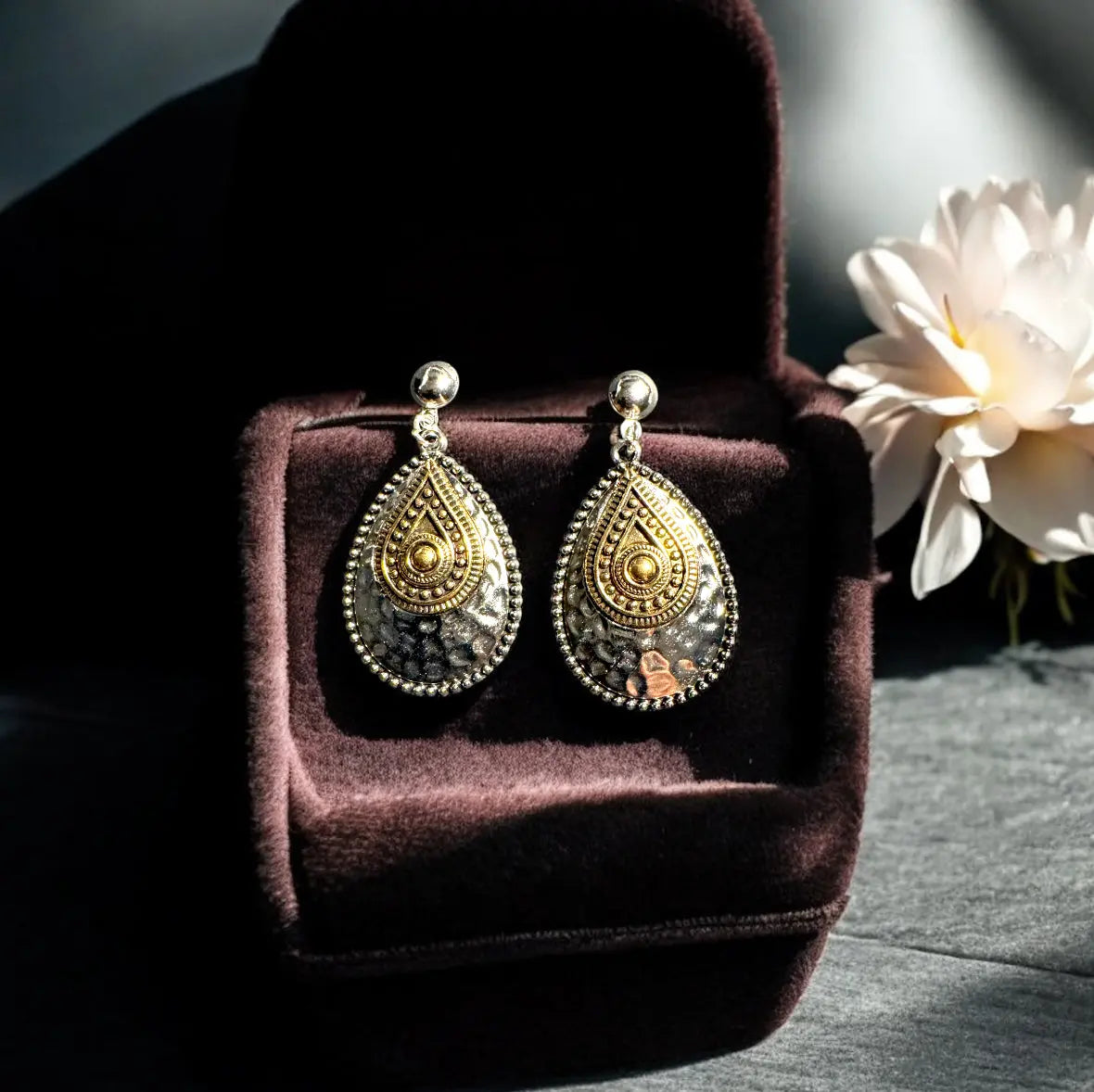 handmade vintage teardrop earrings