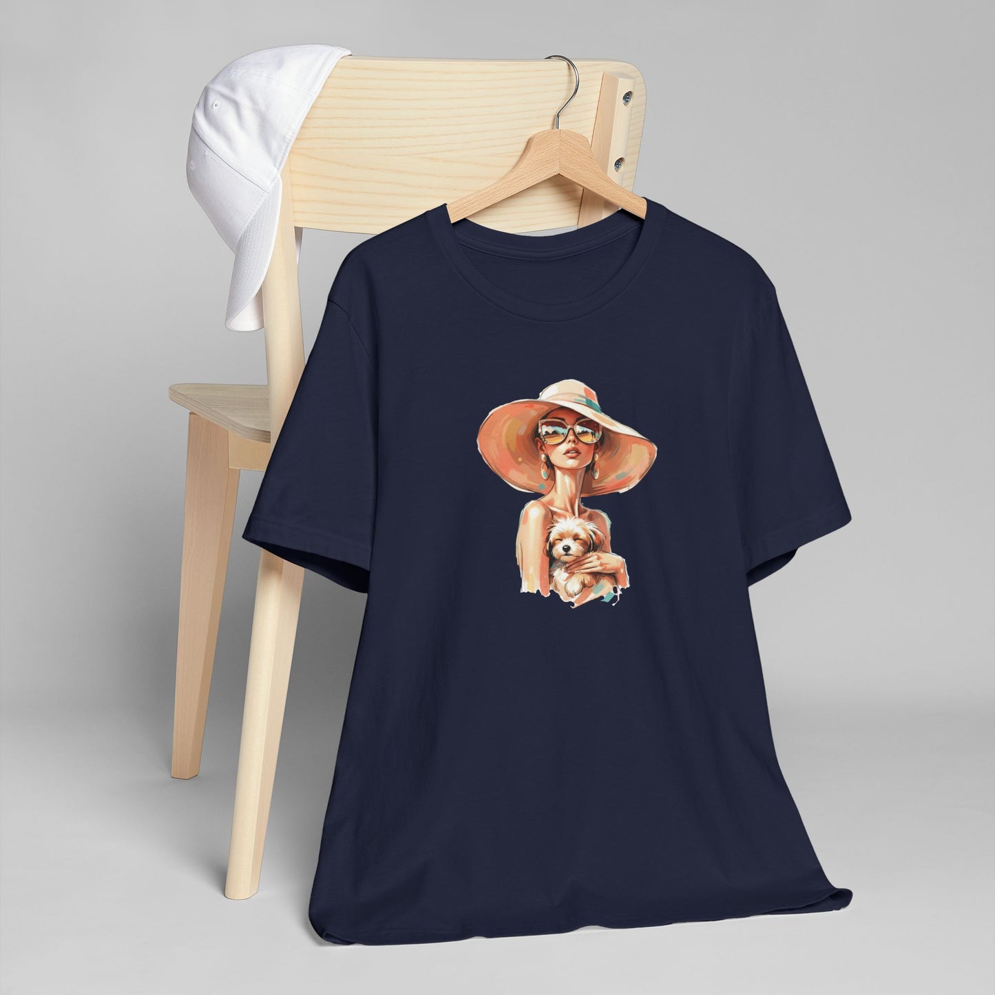 Woman in Sun Hat Holding Puppy T-Shirt – Cute Summer Dog Lover Tee