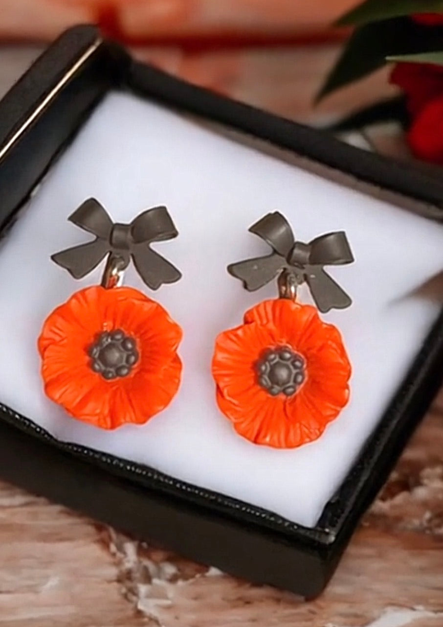 Bow flower resin Dangle Earrings: Hypoallergenic Jewelry