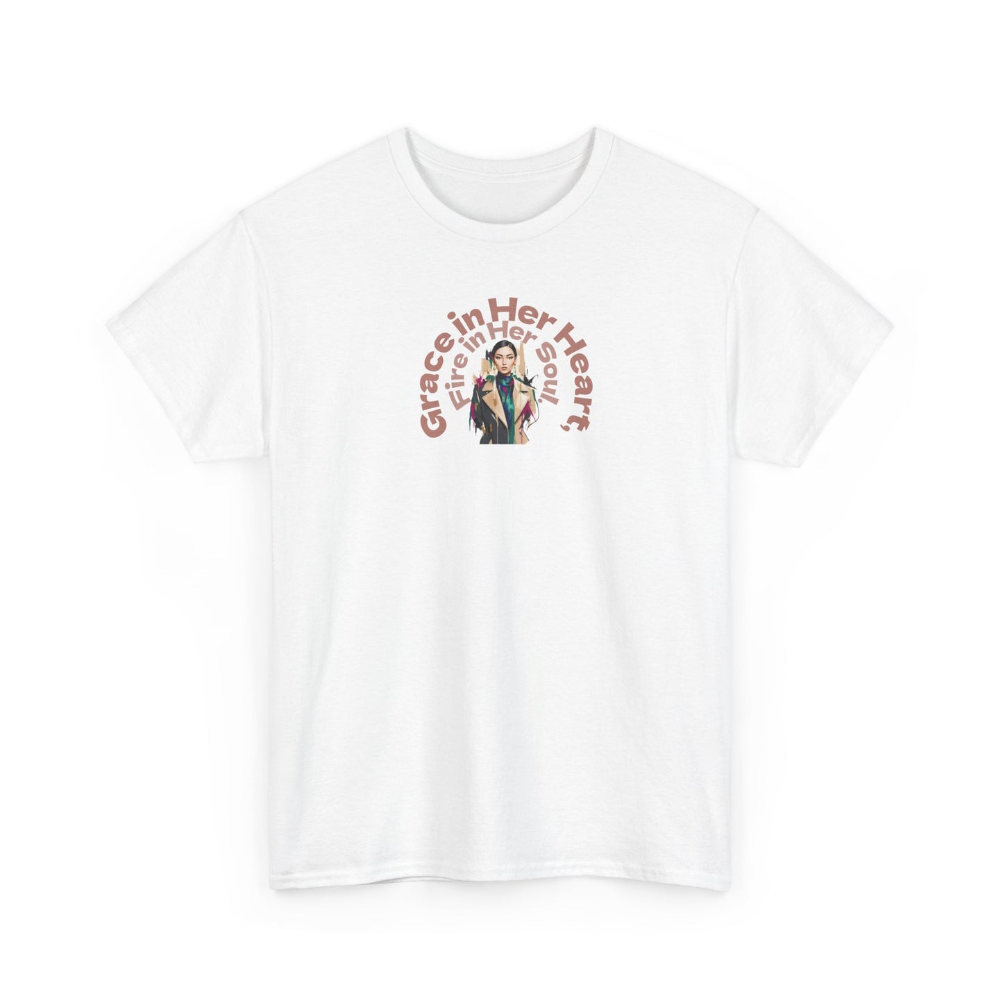 Grace in Her Heart, Fire in Her Soul T-Shirt — Inspirational Women's Graphic Tee