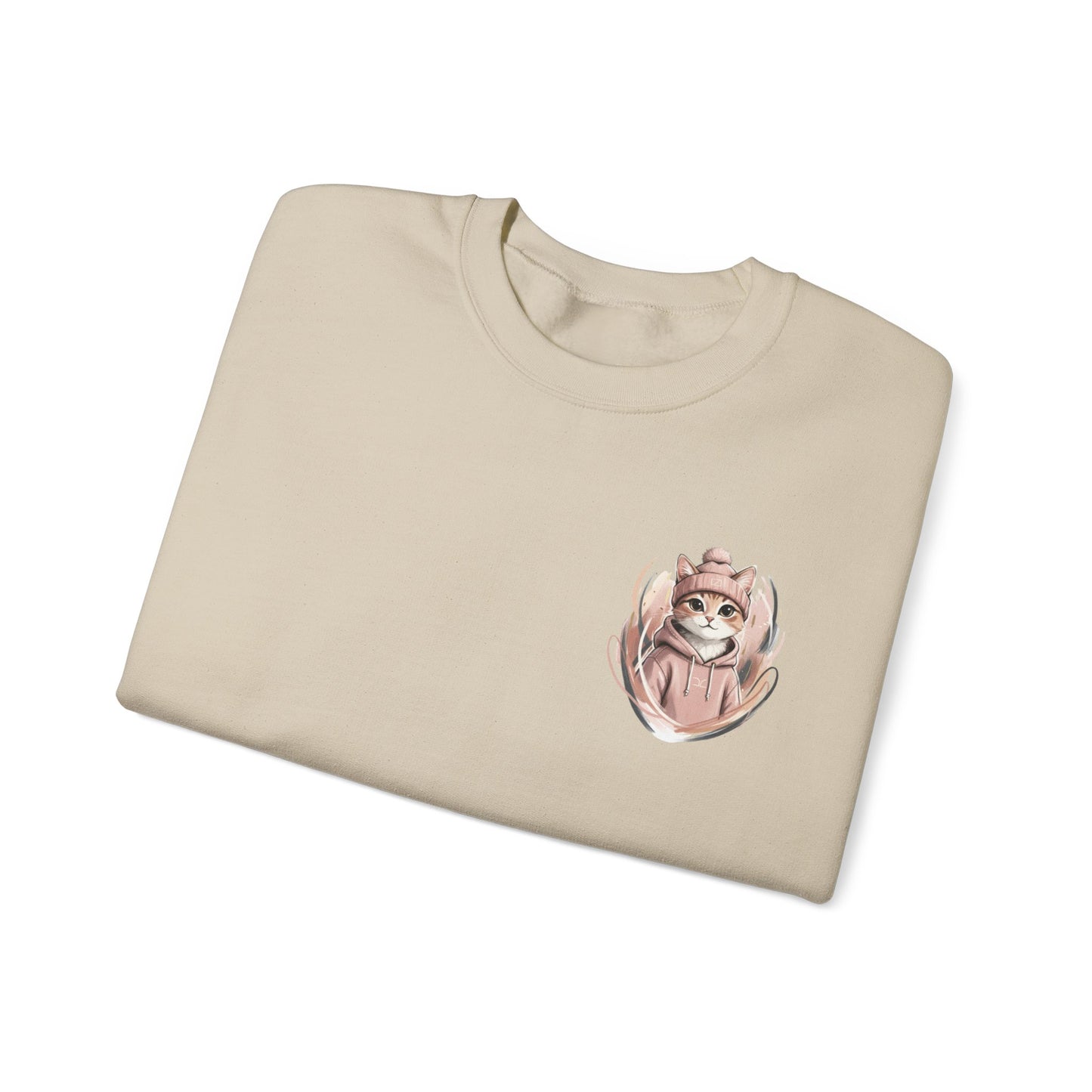 Cat Stays Warm Sweatshirt — Cozy Cat Lover Crewneck