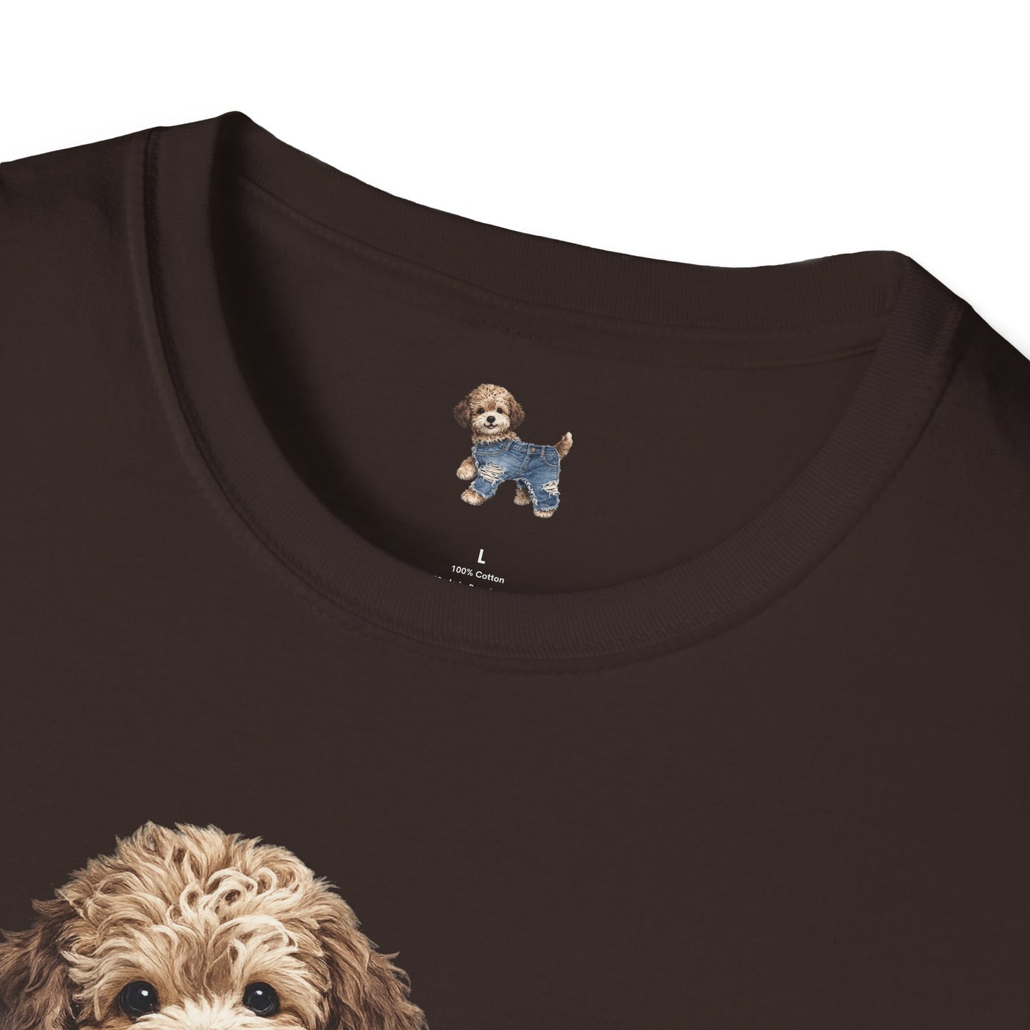 Cute Puppy in Denim T-Shirt — Adorable Dog Graphic Tee