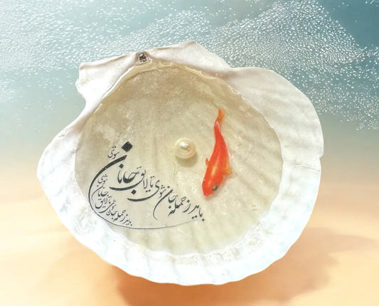 Goldfish Seashell Art - Poem Design| Goldfish Seashell Poem Art - MehrArt collections
