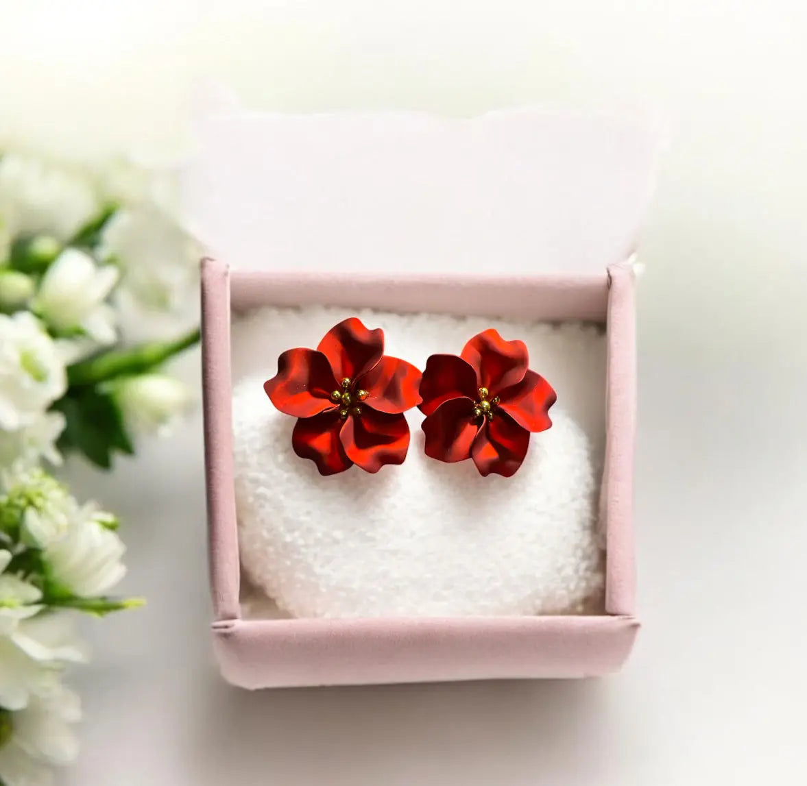 Handmade Bold Wood and Resin Earrings close-up