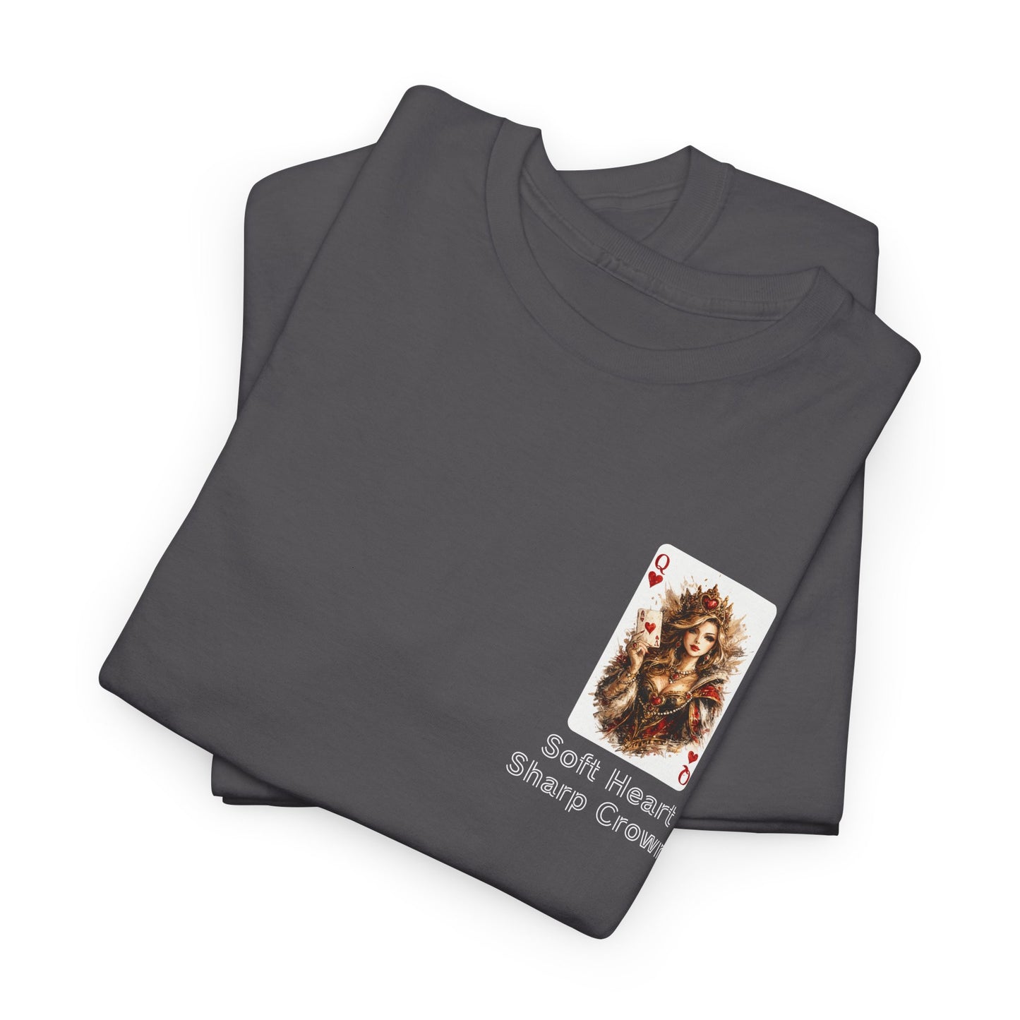 Soft Heart, Sharp Crown White Tee with Small Brown Bear Chest Patch Graphic