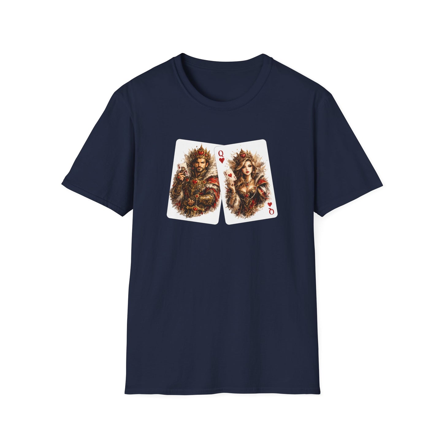 King & Queen Heart Playing Card T-Shirt — Regal Animal Art Tee