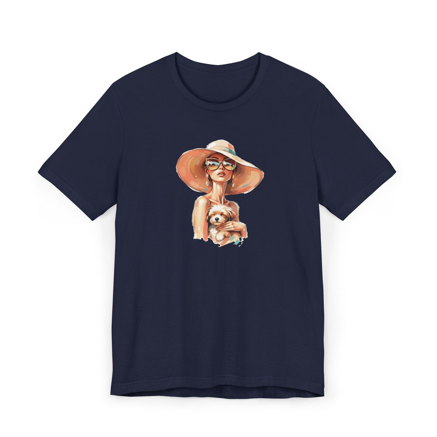 Woman in Sun Hat Holding Puppy T-Shirt – Cute Summer Dog Lover Tee