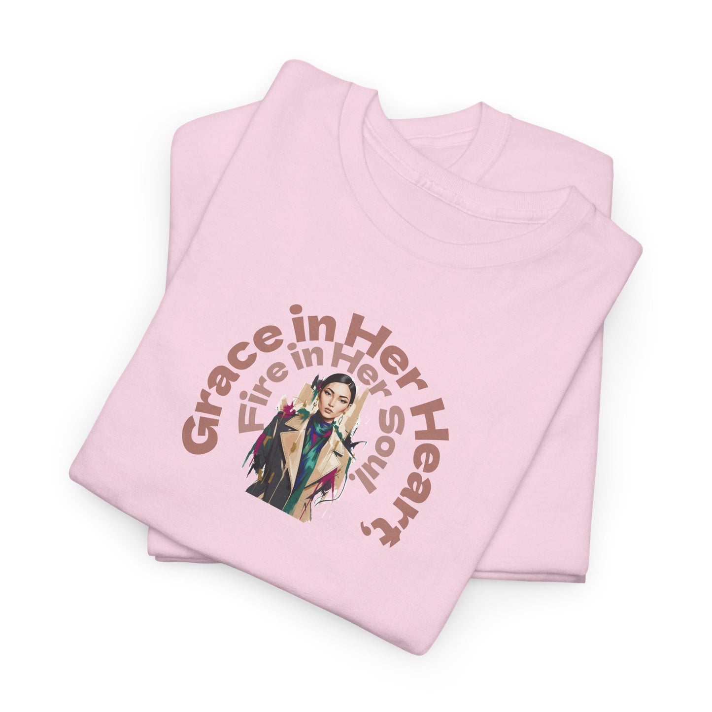 Grace in Her Heart, Fire in Her Soul T-Shirt — Inspirational Women's Graphic Tee
