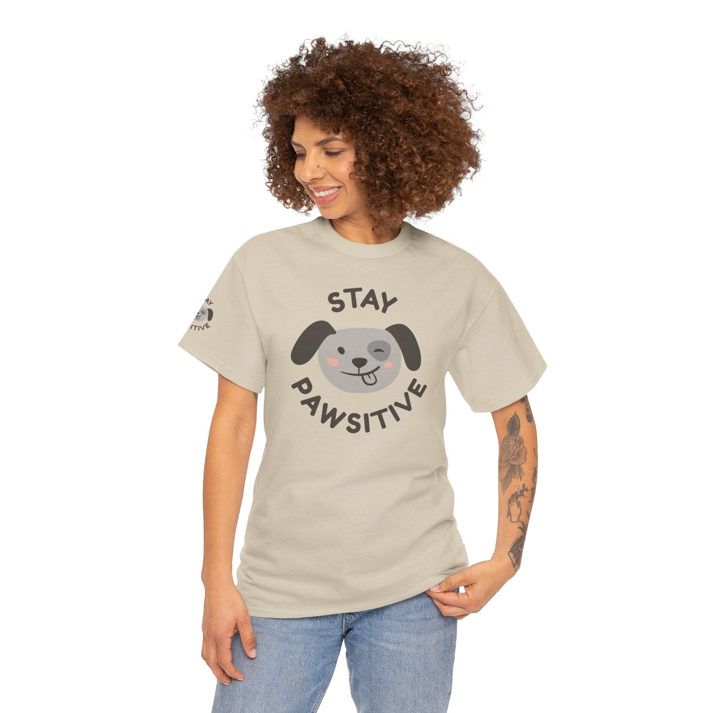 Stay Powsetive! T-Shirt — Positive Cat Vibe Tee