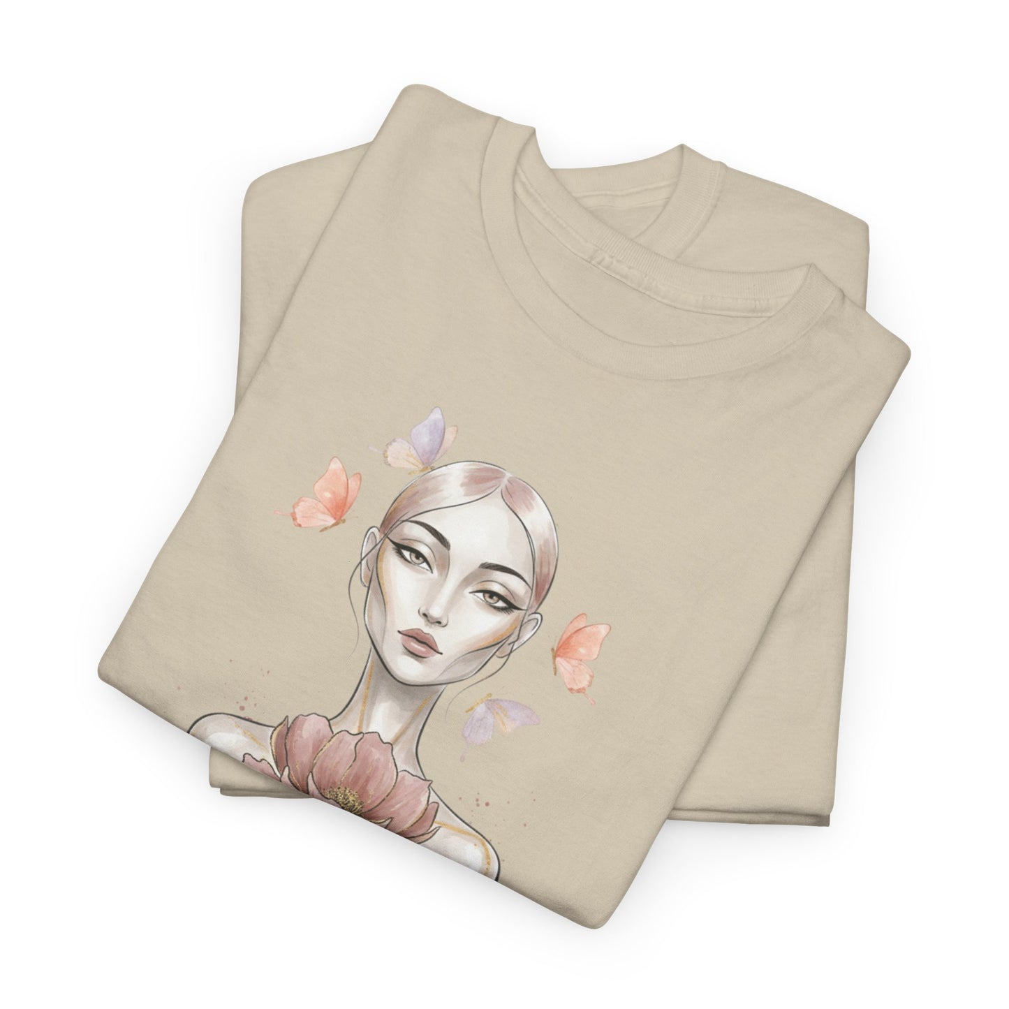 Grace in Power Tee — Feminine Portrait Floral Graphic T‑Shirt