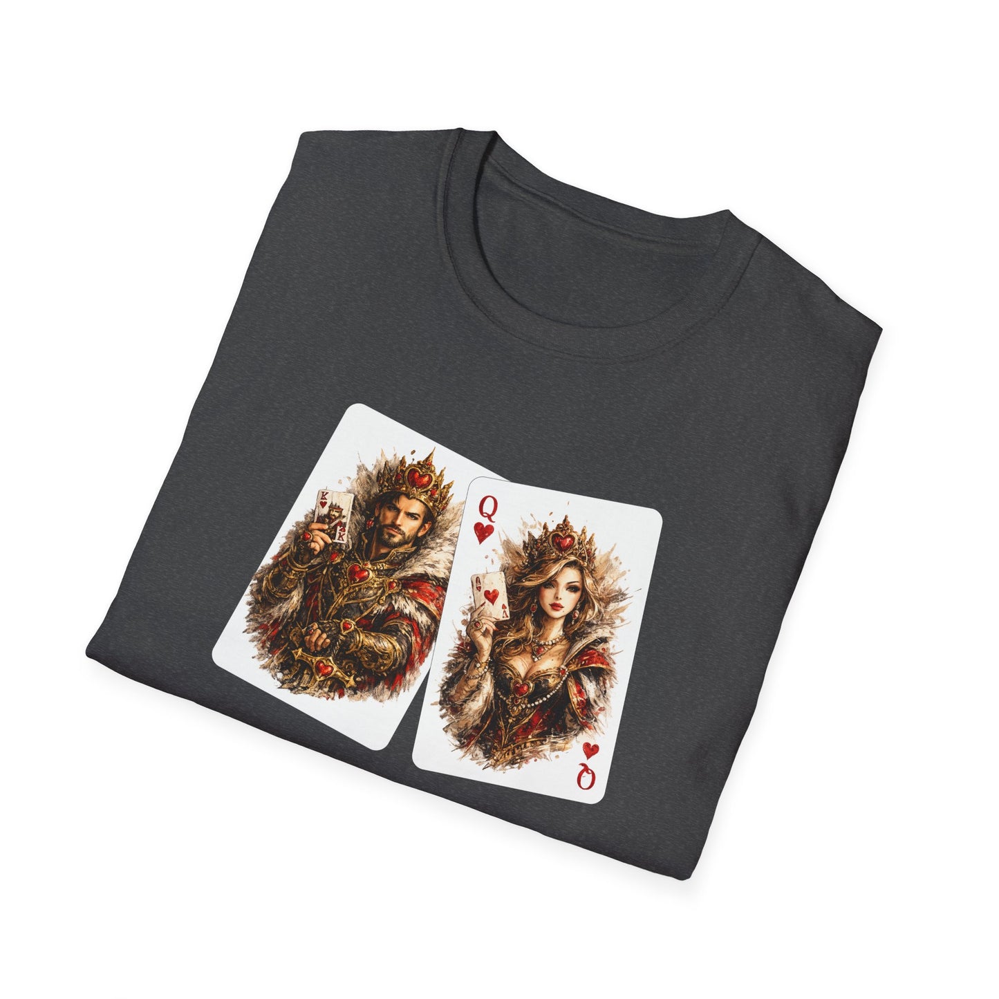 King & Queen Heart Playing Card T-Shirt — Regal Animal Art Tee