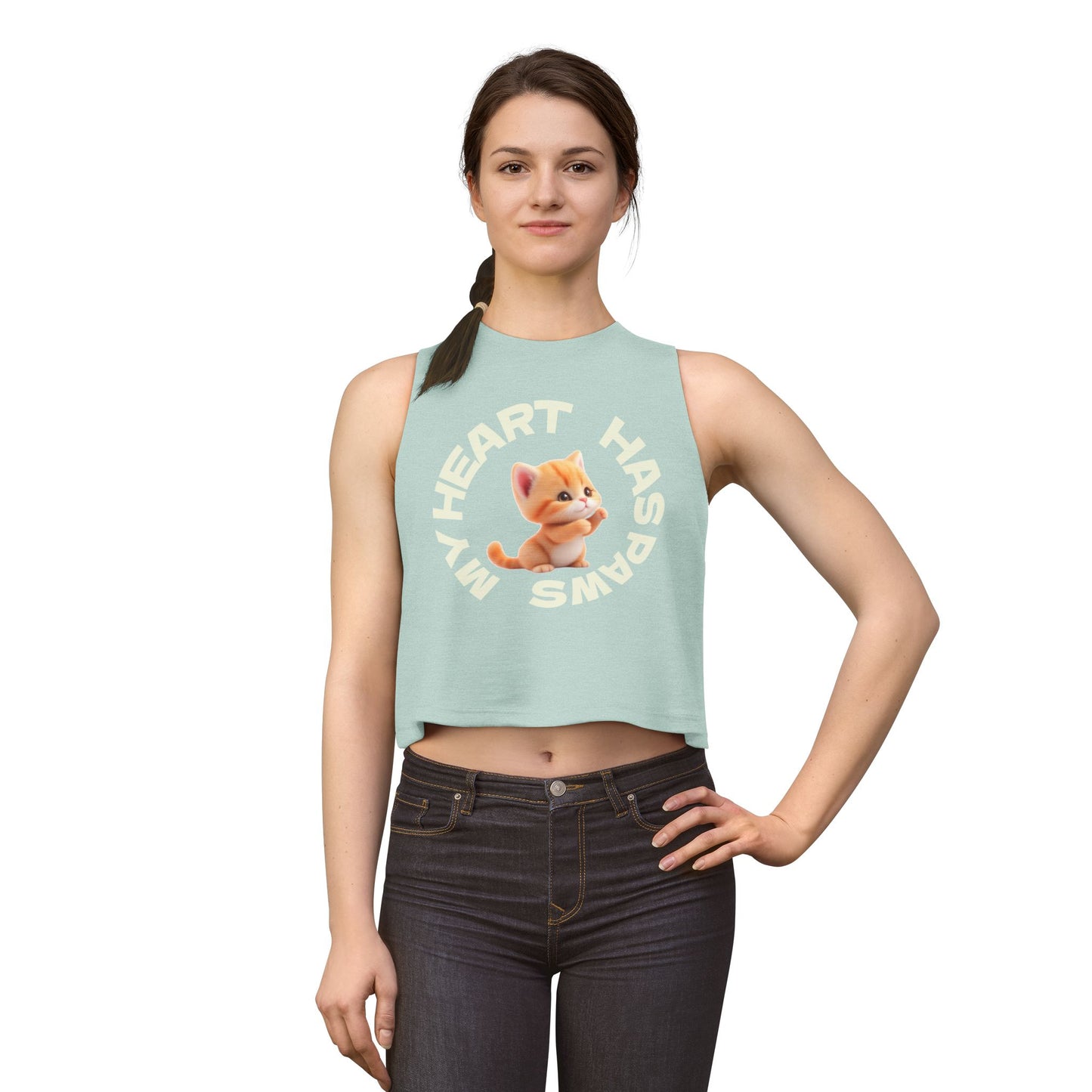 Cat Lovers Crop Top — "My Heart Has Paws" Cute Kitten Graphic