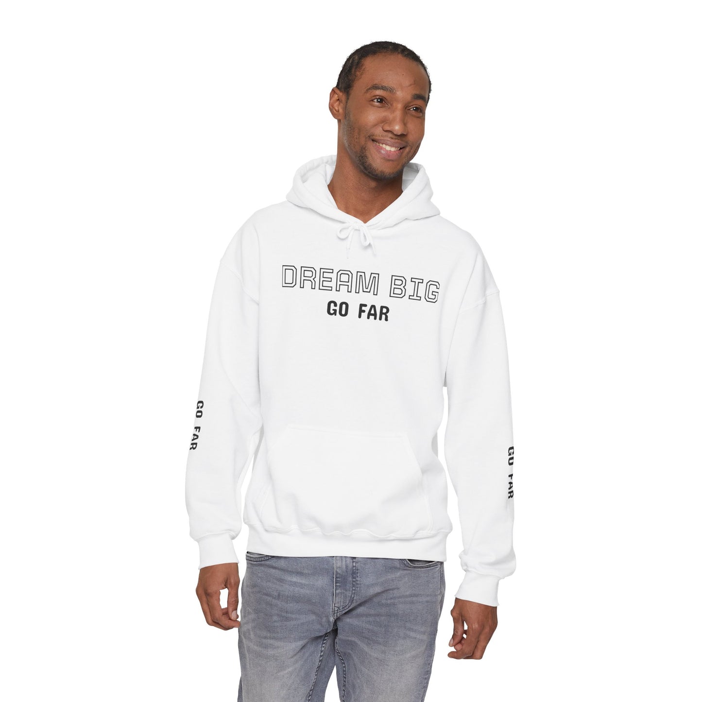Dream Big Hoodie — Inspirational Watercolor Text Hooded Sweatshirt