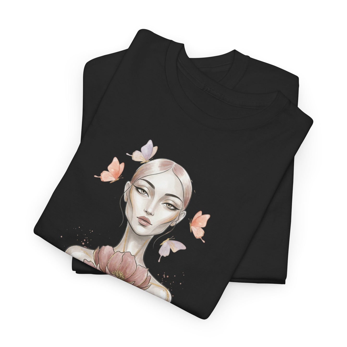 Grace in Power Tee — Feminine Portrait Floral Graphic T‑Shirt