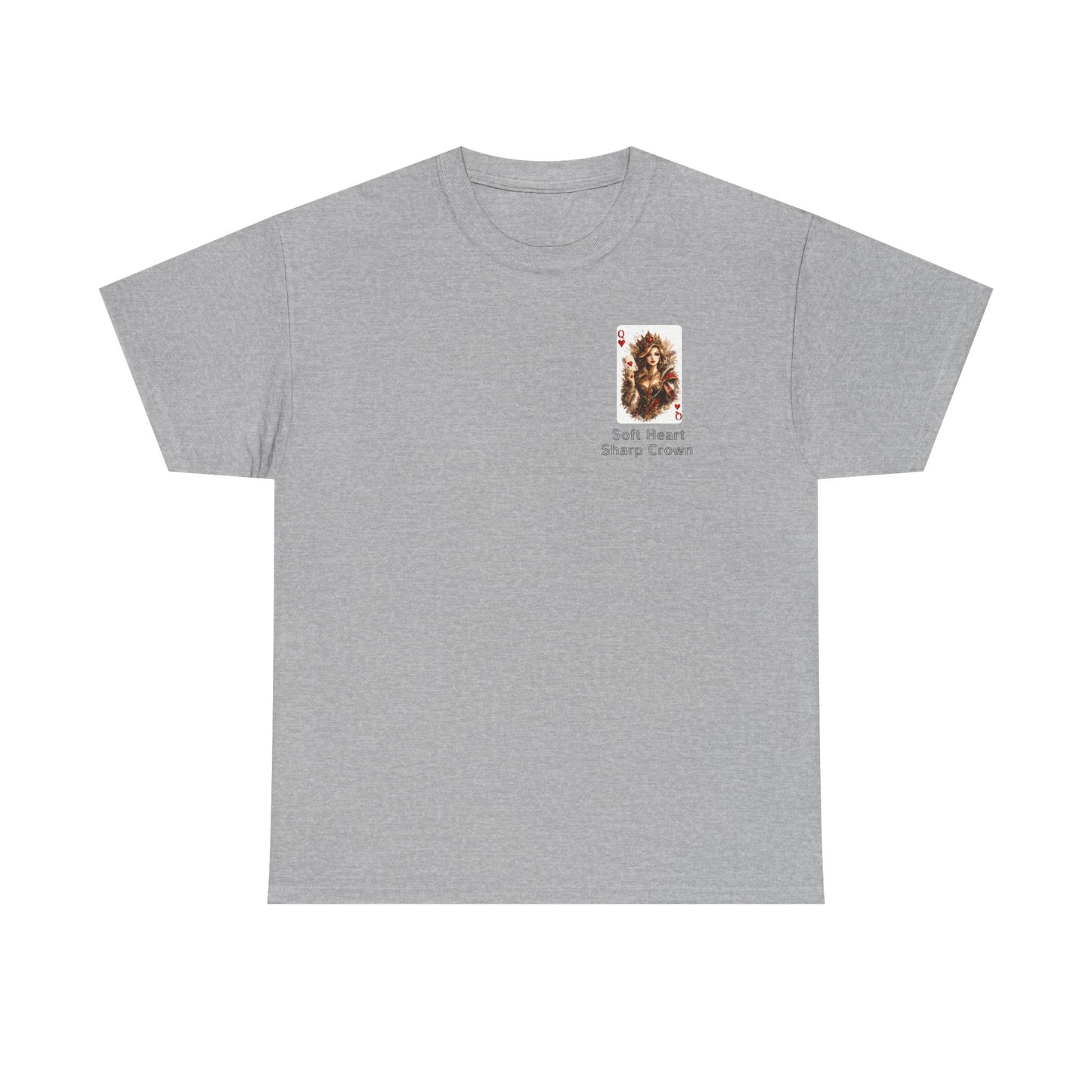 Soft Heart, Sharp Crown White Tee with Small Brown Bear Chest Patch Graphic