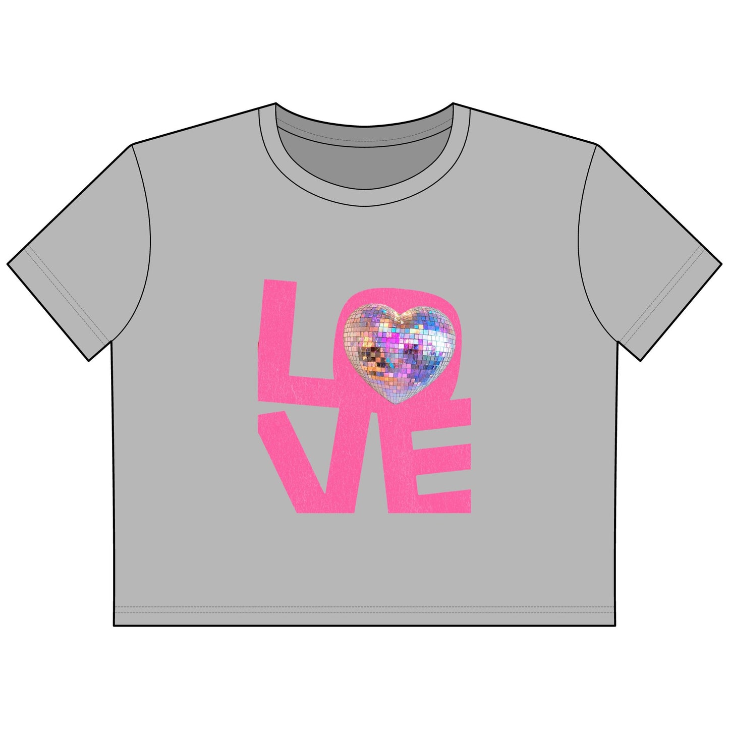LOVE Sequin Heart Cropped Tee