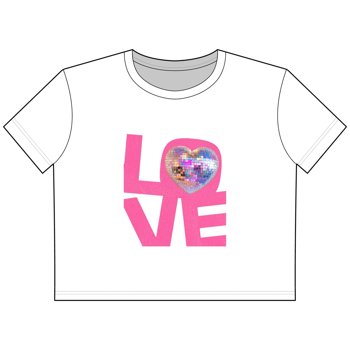 LOVE Sequin Heart Cropped Tee