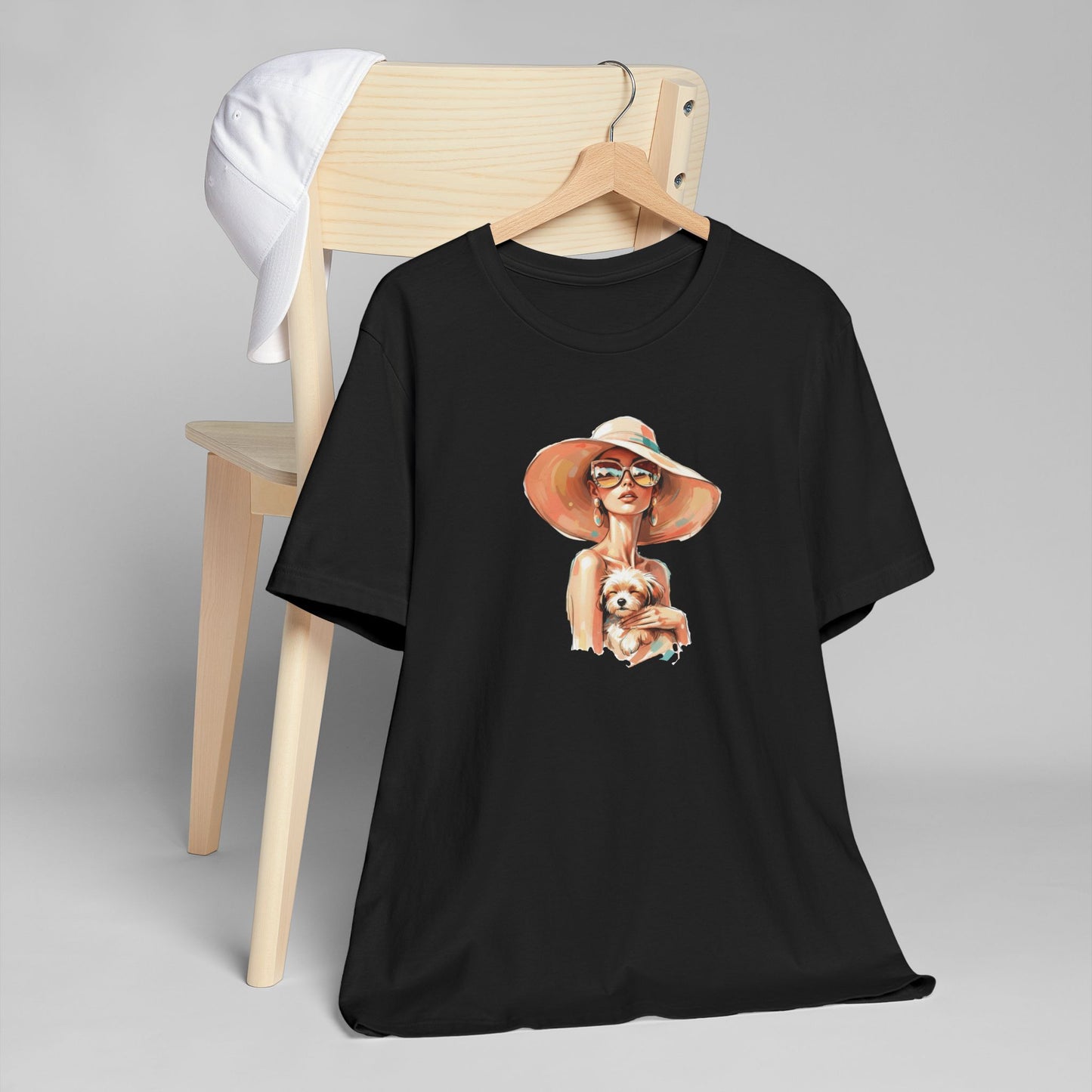 Woman in Sun Hat Holding Puppy T-Shirt – Cute Summer Dog Lover Tee
