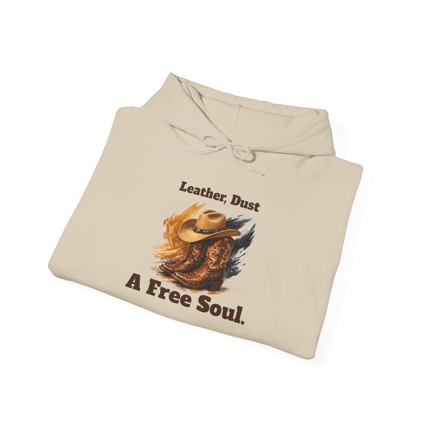 'Leather, Dust, A Free Soul' Hoodie — Vintage Boho Leather-Look Sweatshirt