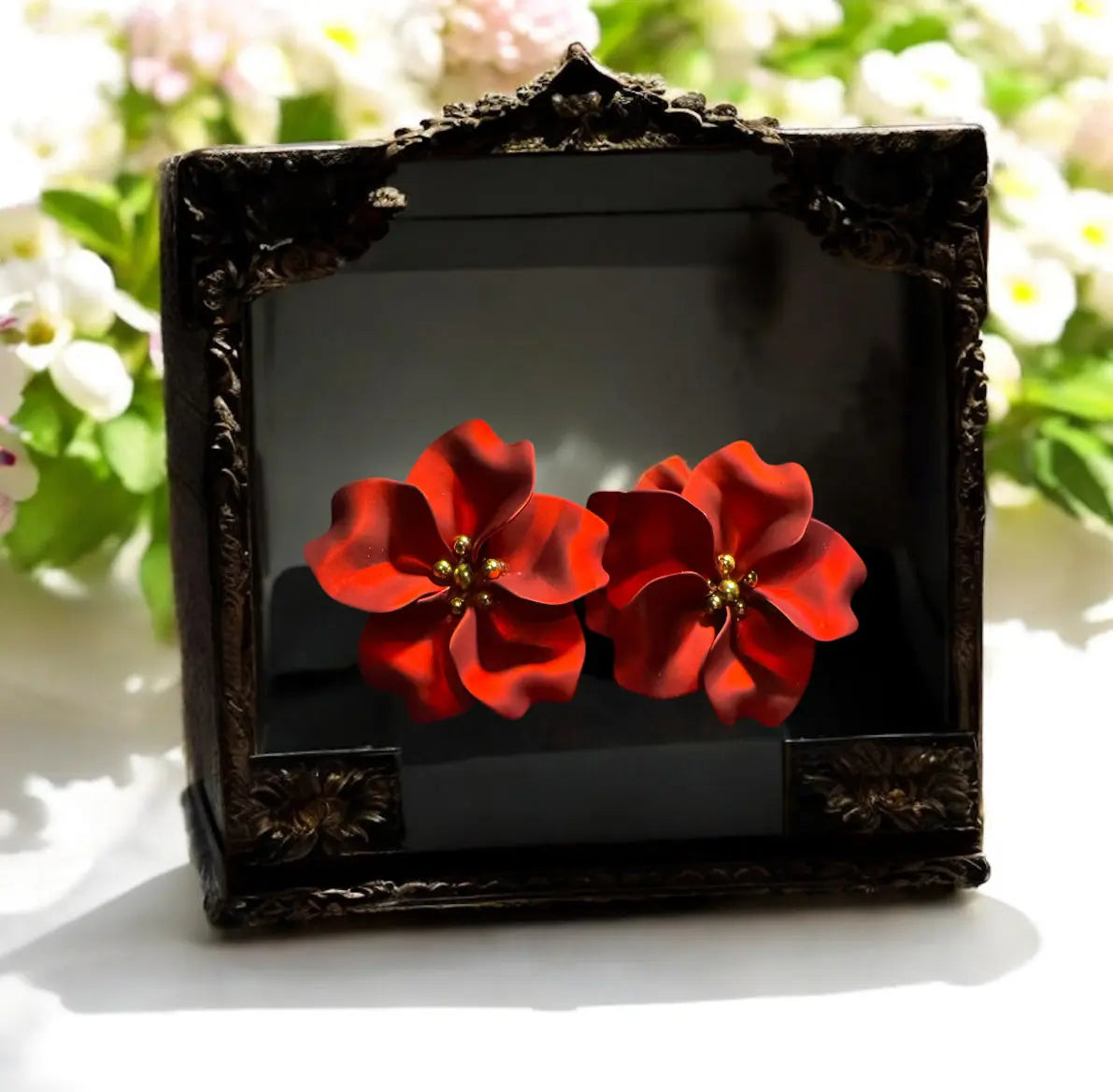 Eco-friendly Bold Wood and Resin Earrings gift box
