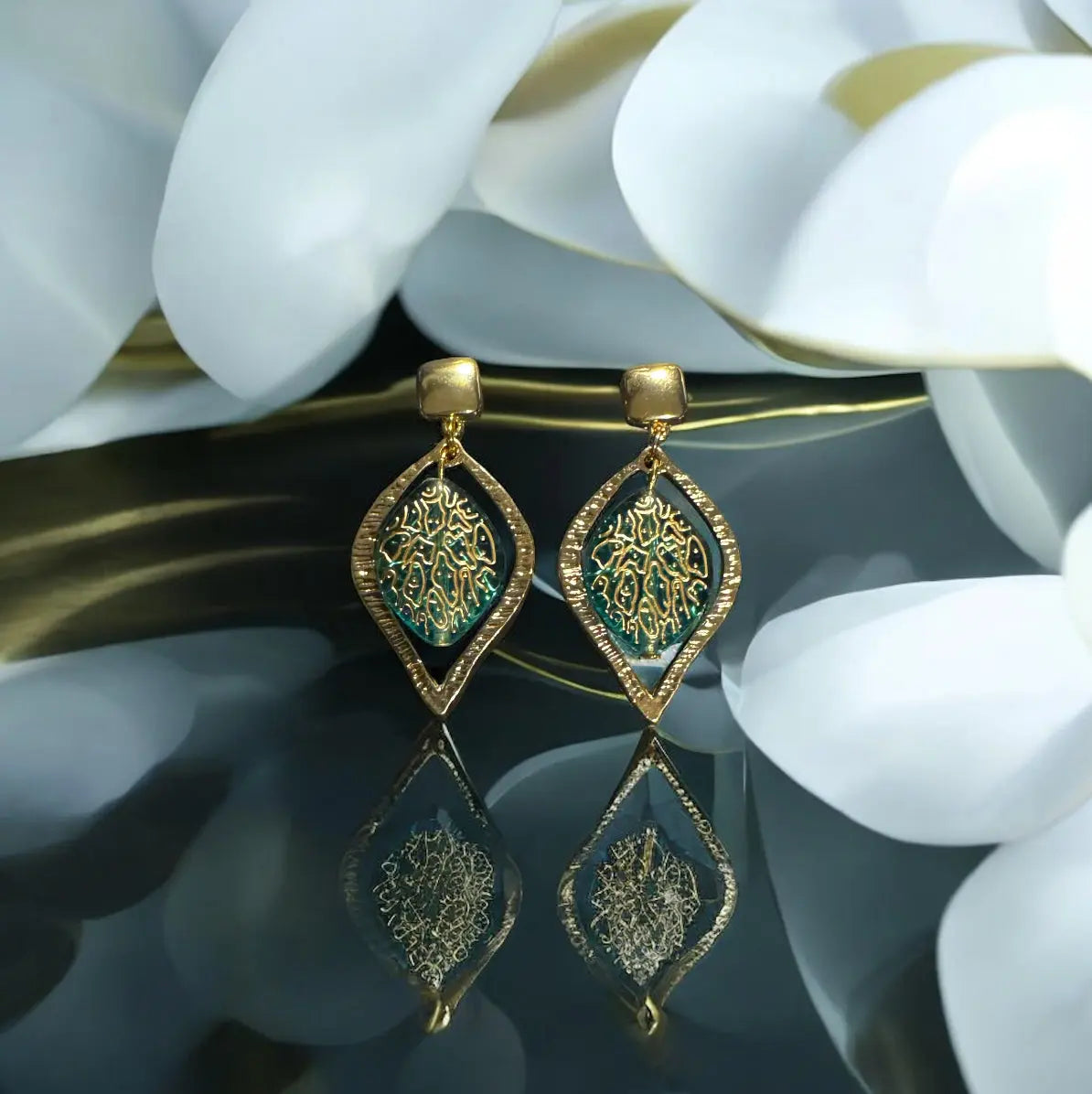 Golden Minimalist Dangle Earring on white background